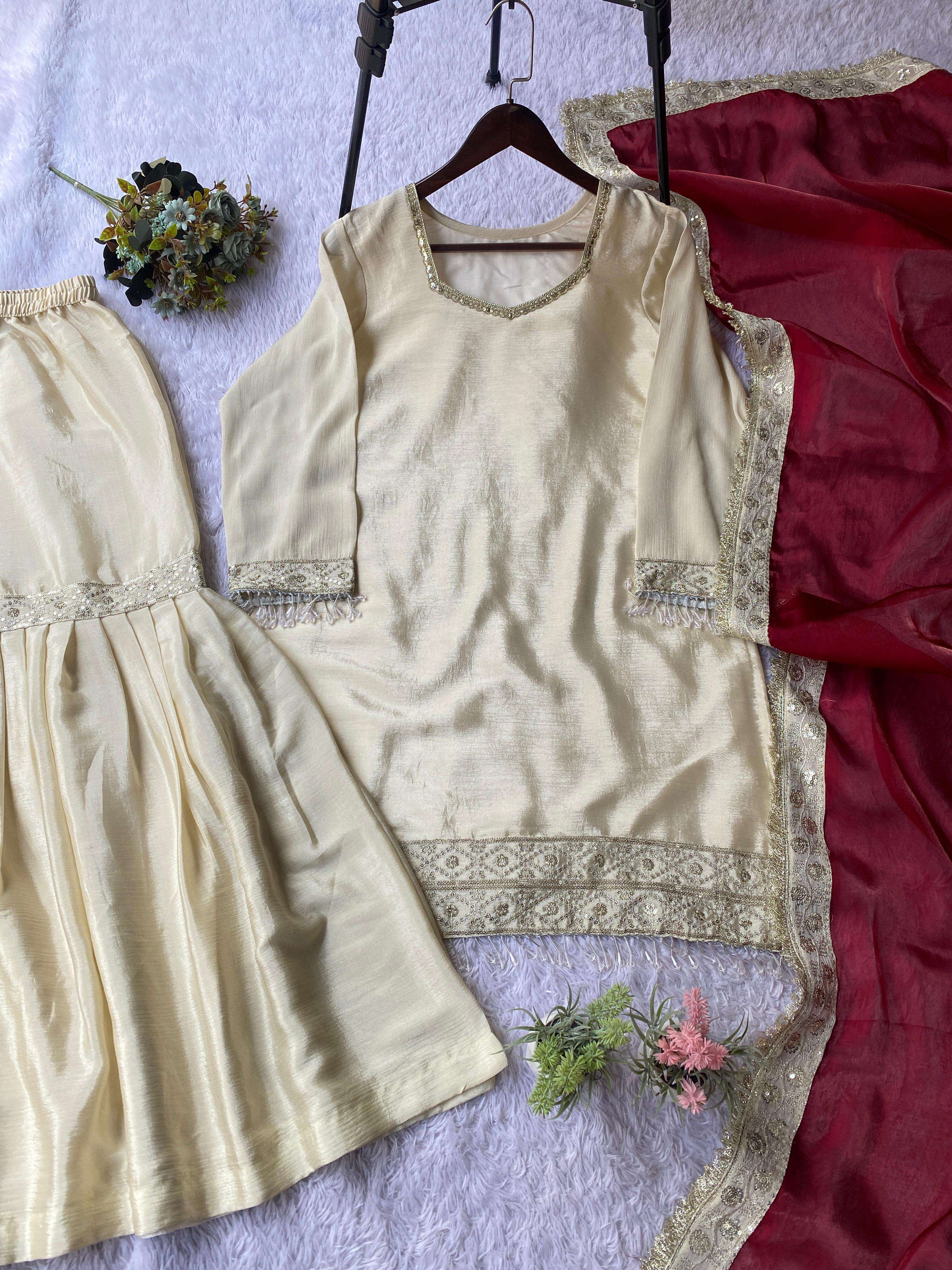 LG 2052 PREETY LOOK DESIGNER WEDDING WEAR TOP SHARARA AND DUPATTA