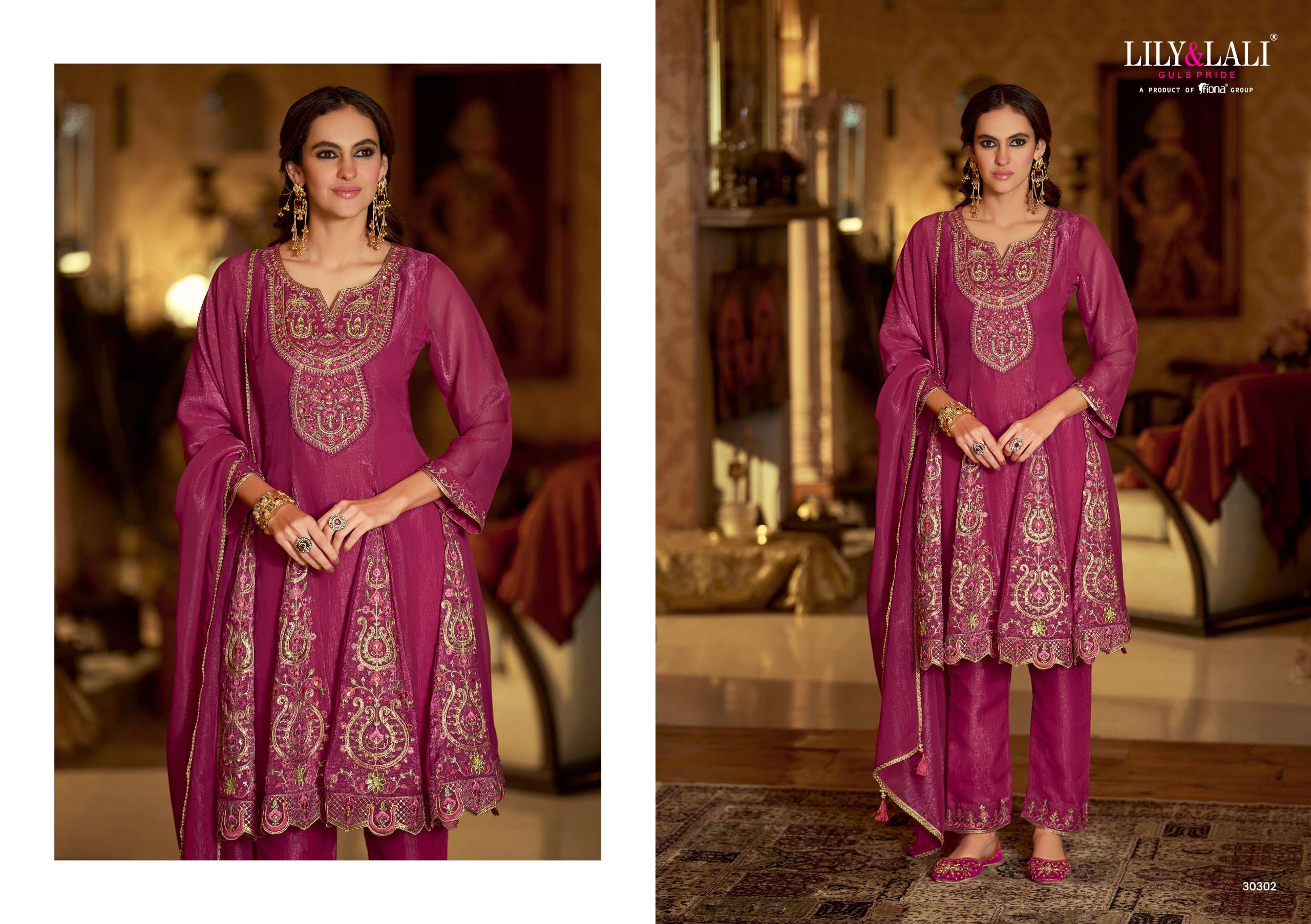 LILY AND LALI GULNAR SILK EMBROIDERY DESIGNER READY MADE SUIT