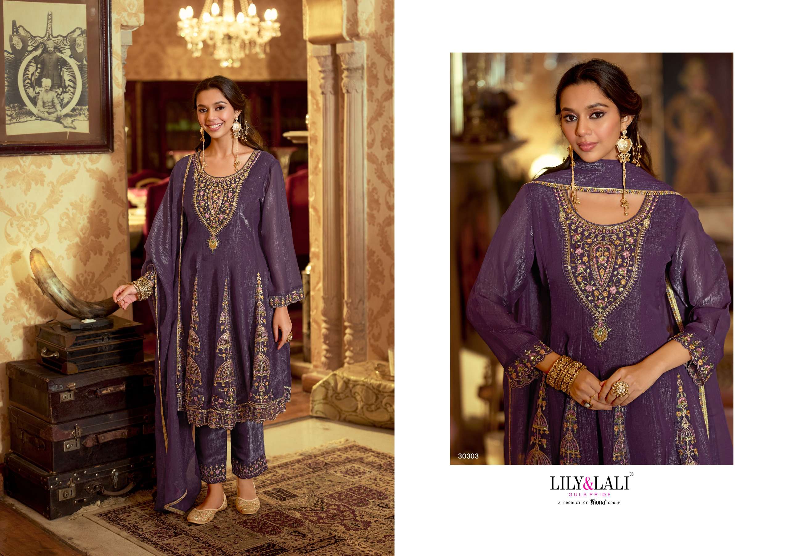 LILY AND LALI GULNAR SILK EMBROIDERY DESIGNER READY MADE SUIT
