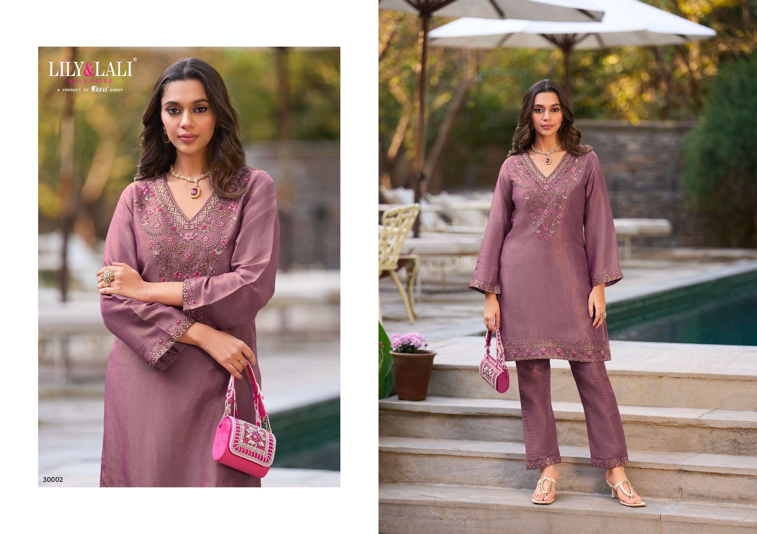 LILY AND LALI JASLEEN VISCOSE SILK BEAUTIFUL DESIGNER LOOK LADIES KURTI WITH BOTTOM PAIR 