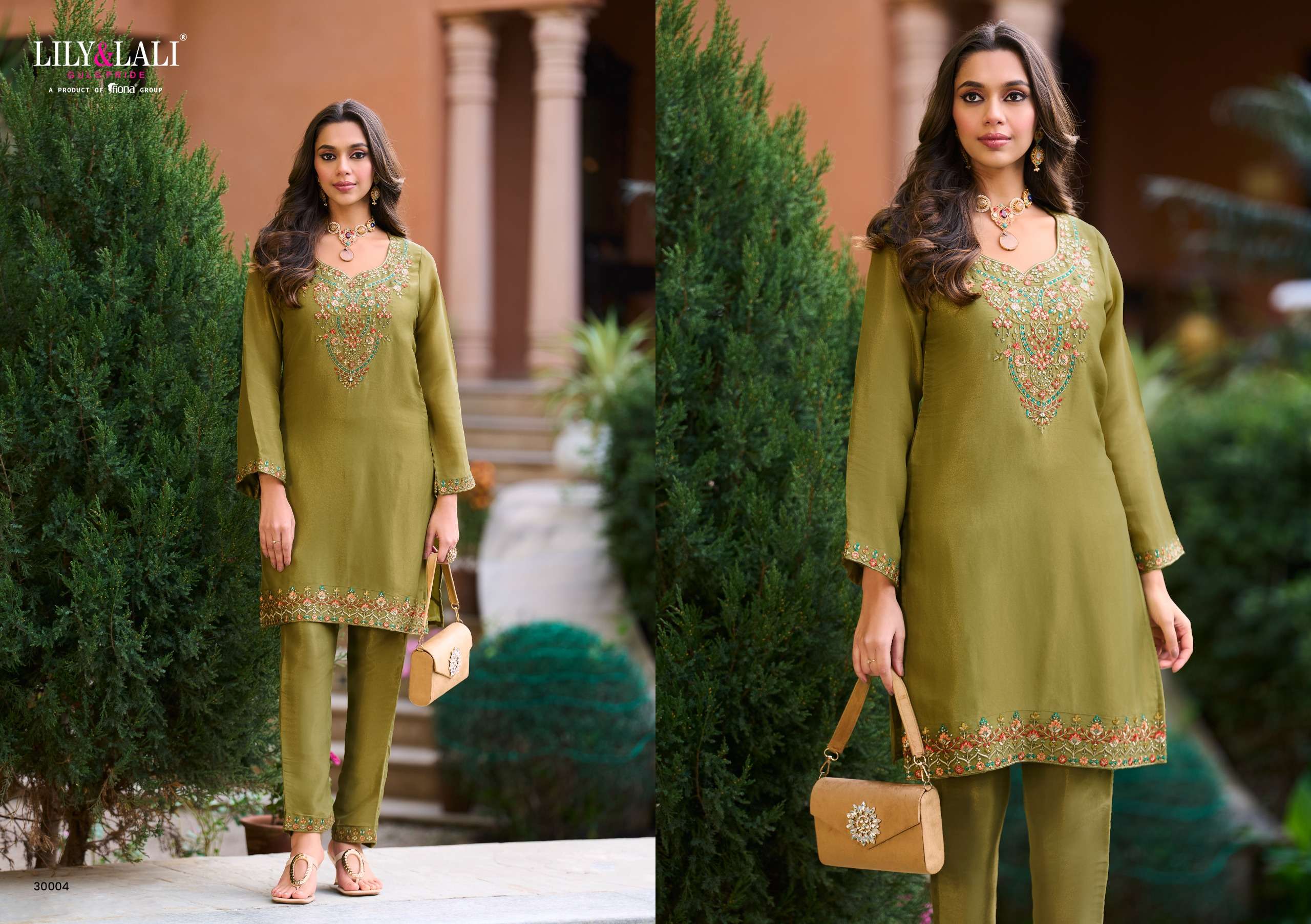 LILY AND LALI JASLEEN VISCOSE SILK BEAUTIFUL DESIGNER LOOK LADIES KURTI WITH BOTTOM PAIR 