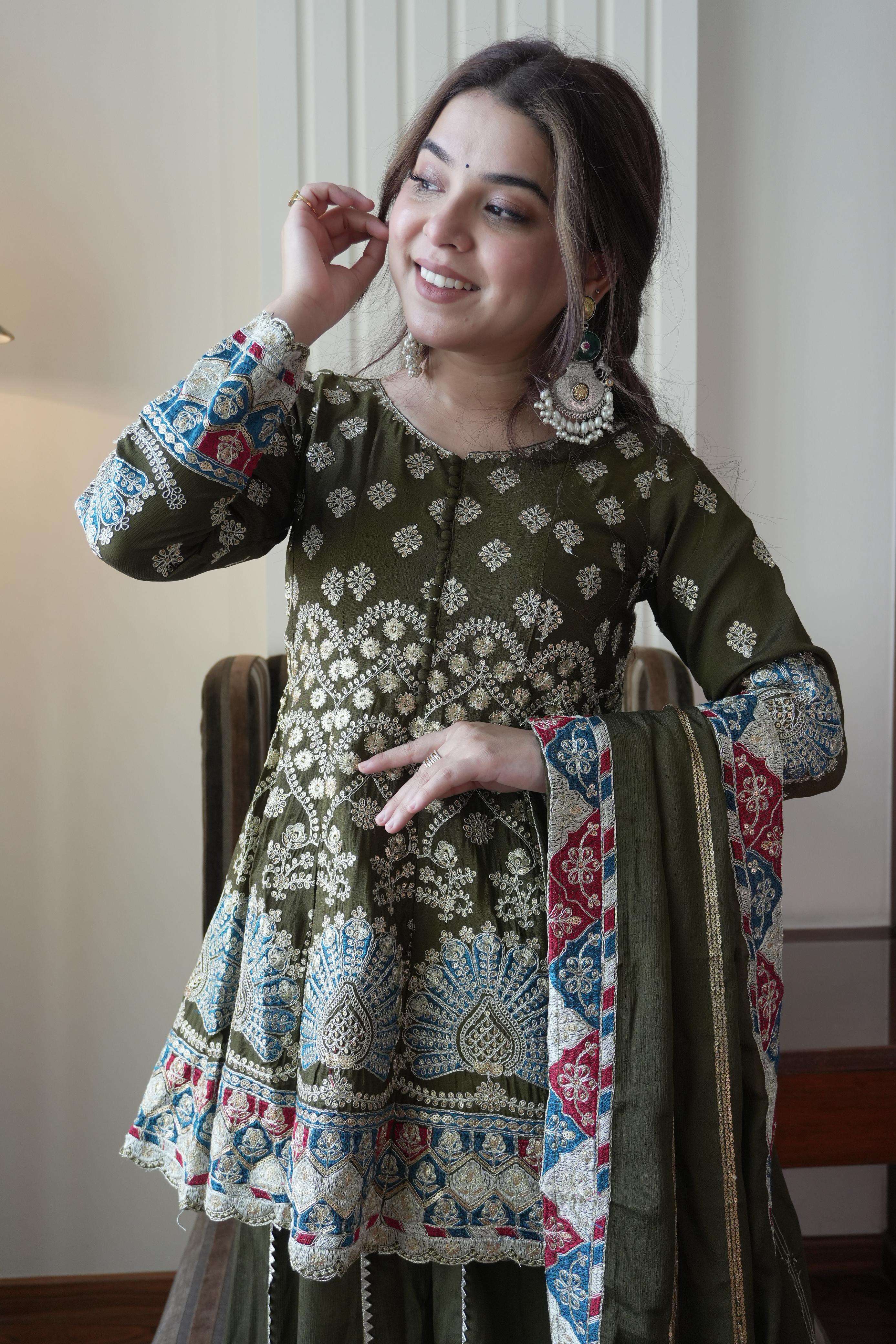 LM 16 PREETY LOOK DESIGNER PARTY WEAR TOP PALAZZO AND DUPATTA SET 