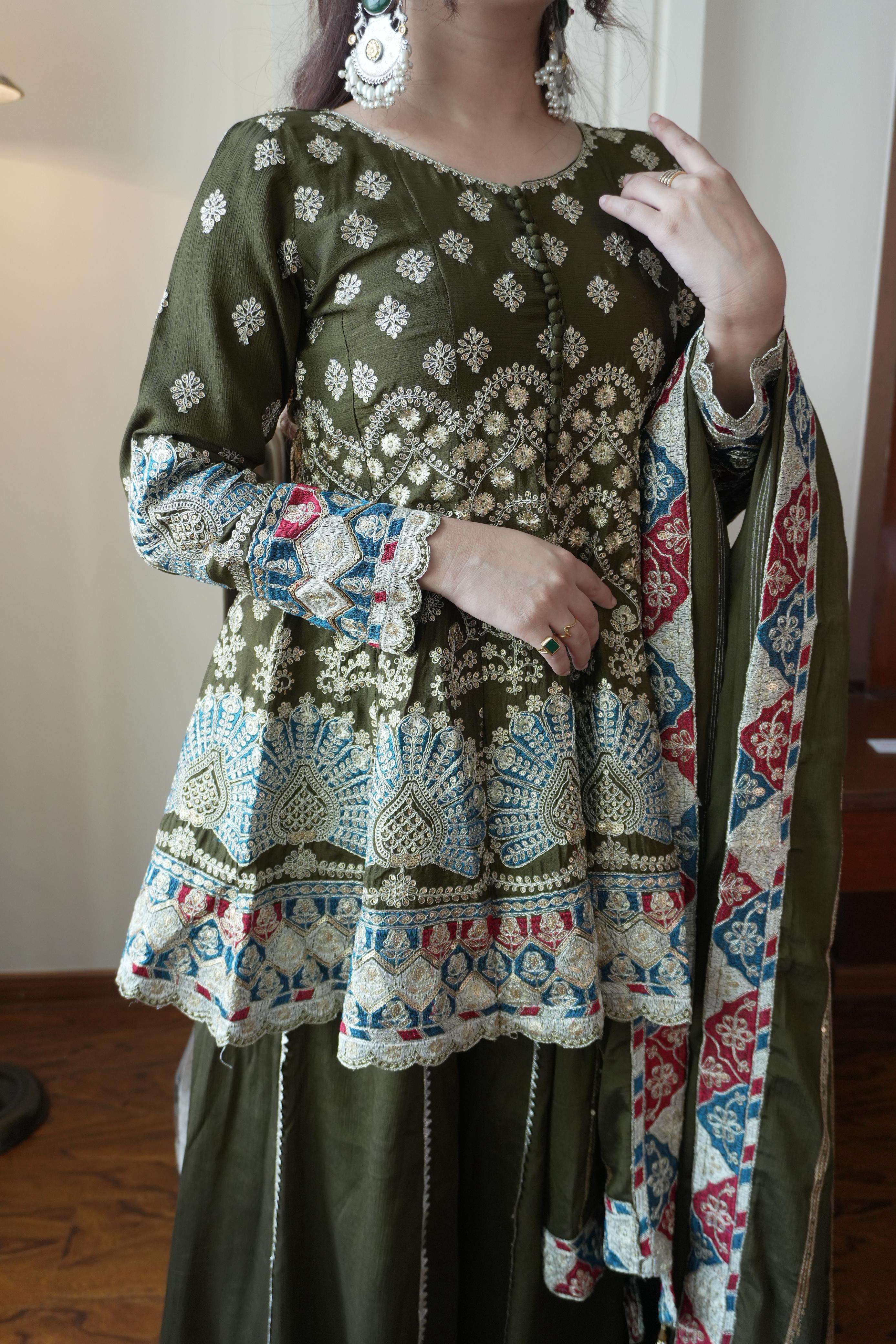 LM 16 PREETY LOOK DESIGNER PARTY WEAR TOP PALAZZO AND DUPATTA SET 