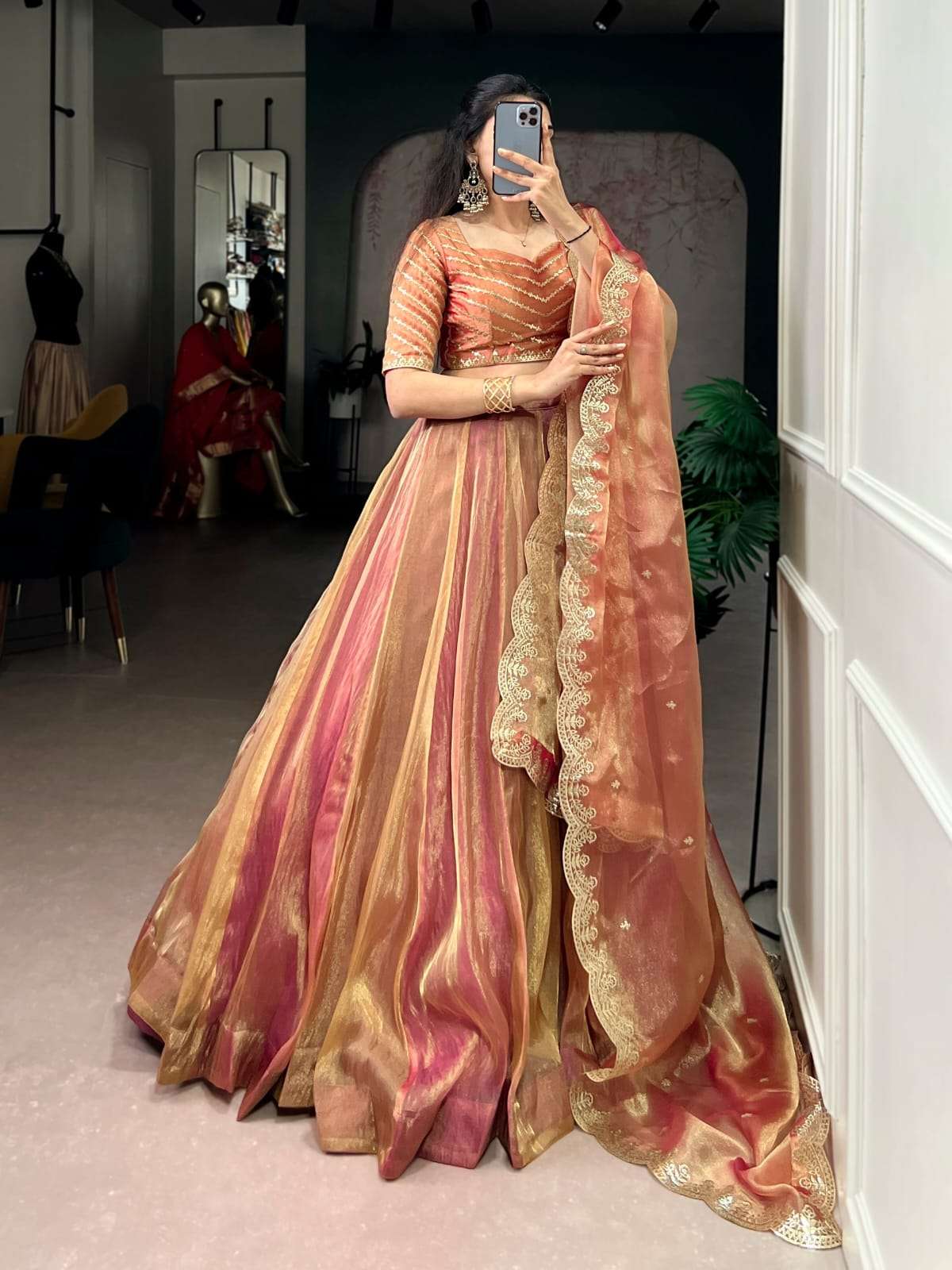 LNB1454PNK HEAVY GOLDEN EMBROIDERY DESIGNER WEDDING WEAR LEHENGA 