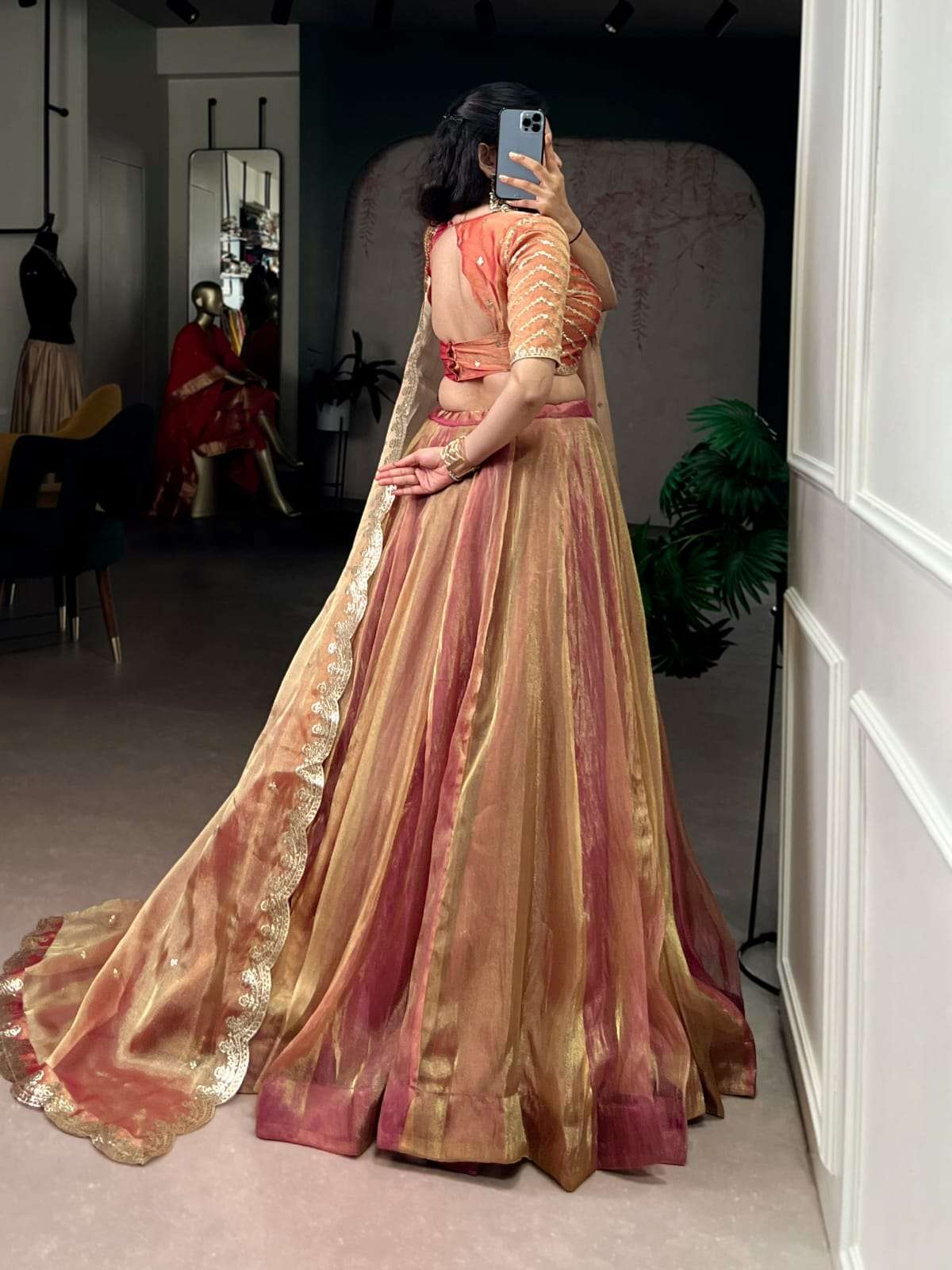 LNB1454PNK HEAVY GOLDEN EMBROIDERY DESIGNER WEDDING WEAR LEHENGA 