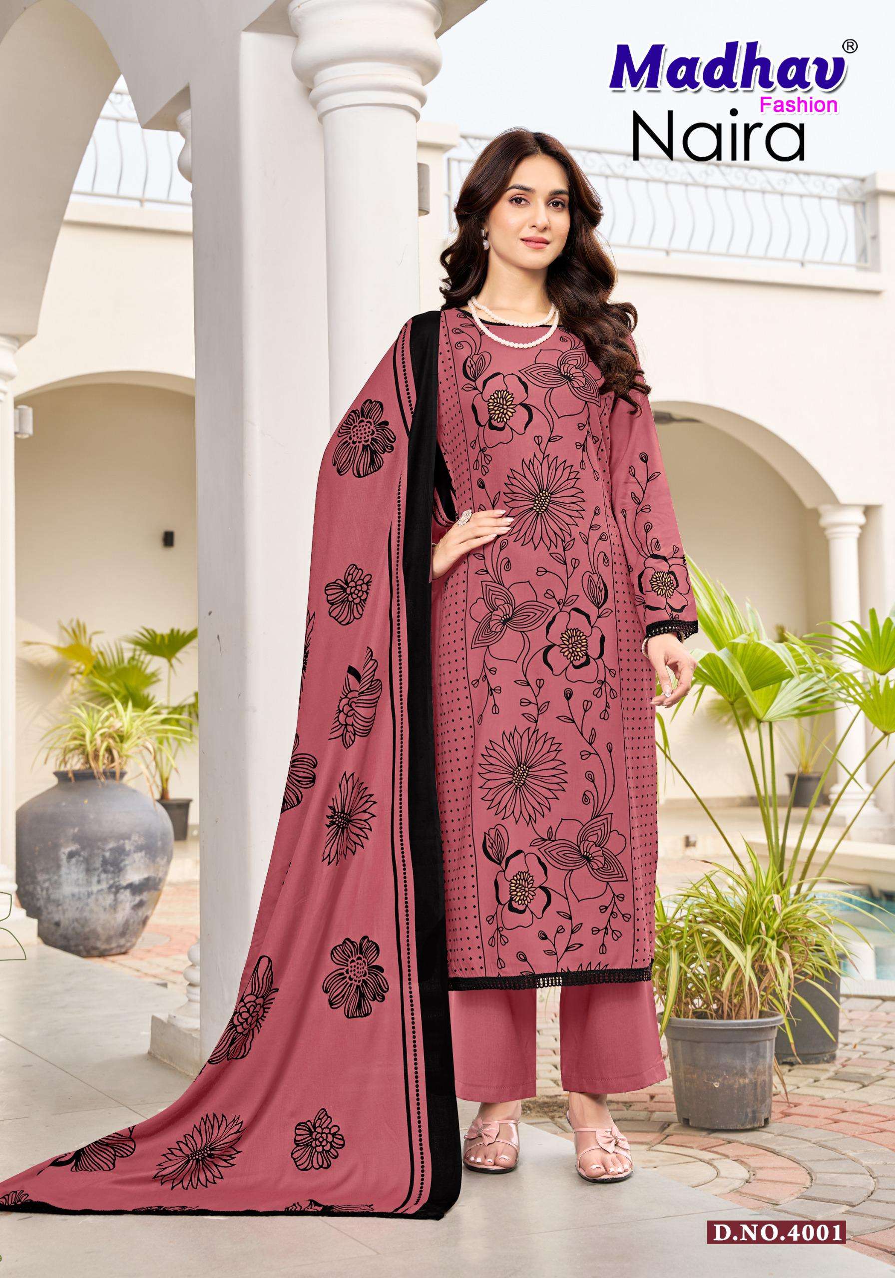 MADHAV FASHION NAIRA VOL 4 RAYON PRINTED LADIES SUIT	