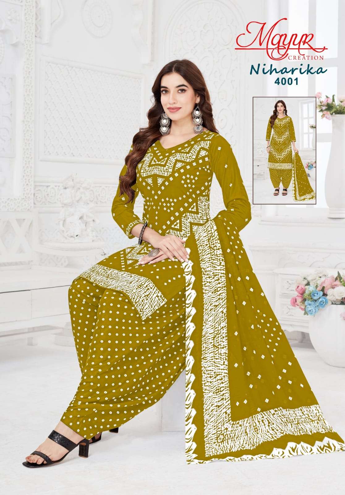 MAYUR CREATION NIHARIKA VOL 4 COTTON BANDHANI PRINT PATIYALA DRESS 