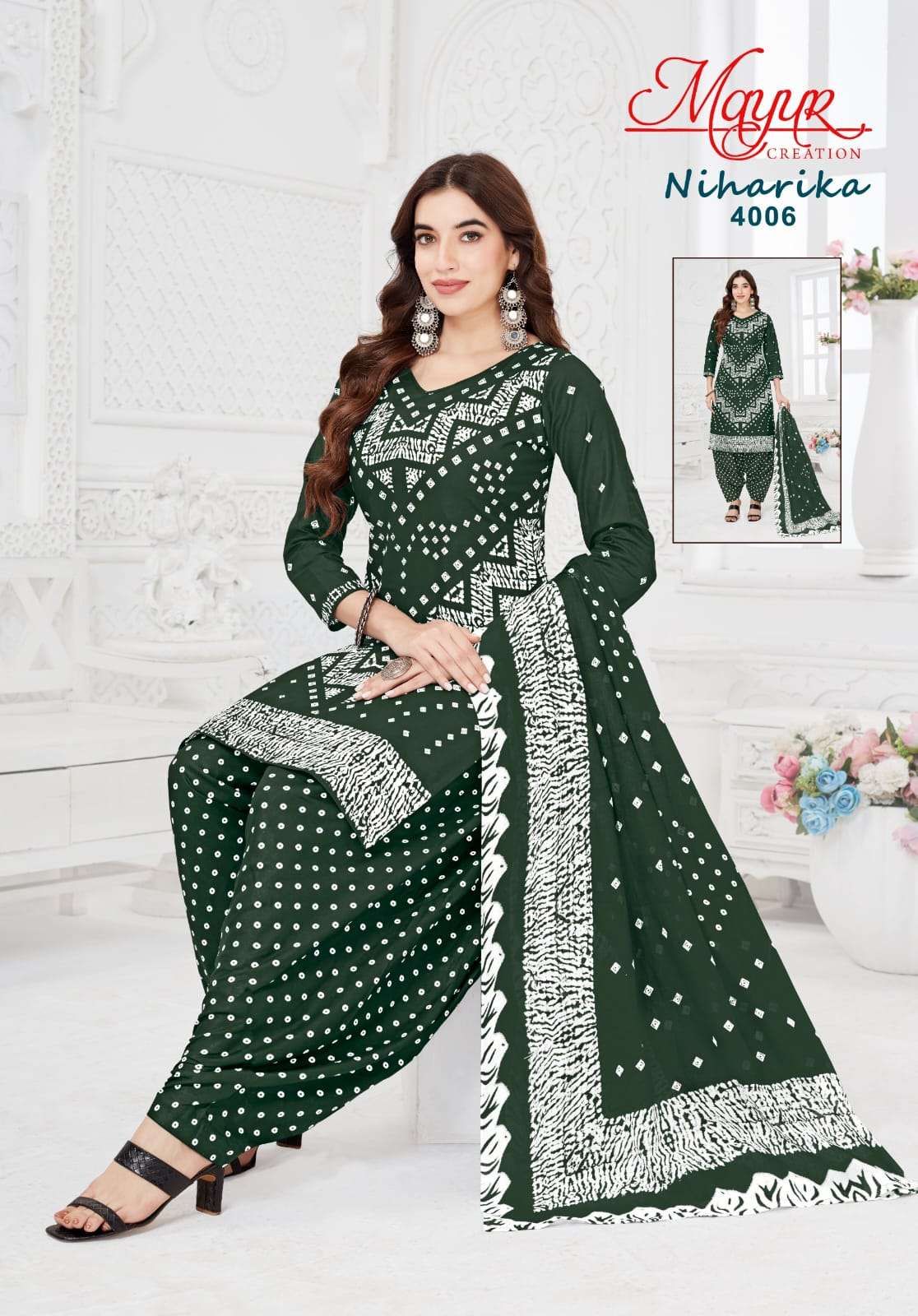 MAYUR CREATION NIHARIKA VOL 4 COTTON BANDHANI PRINT PATIYALA DRESS 