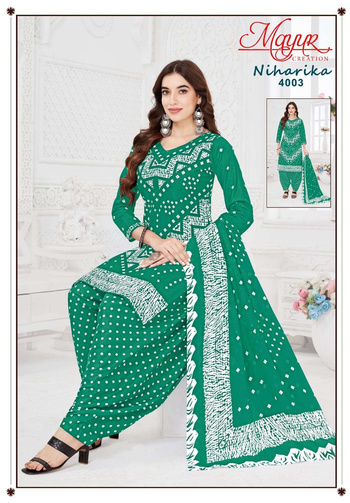 MAYUR CREATION NIHARIKA VOL 4 COTTON BANDHANI PRINT PATIYALA DRESS 