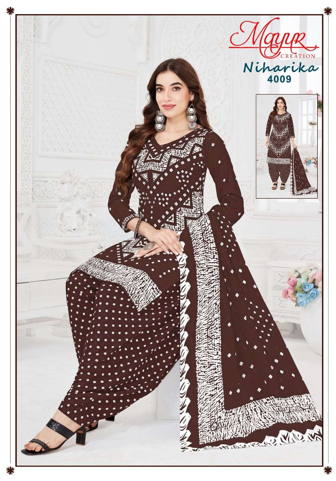 MAYUR CREATION NIHARIKA VOL 4 COTTON BANDHANI PRINT PATIYALA DRESS 