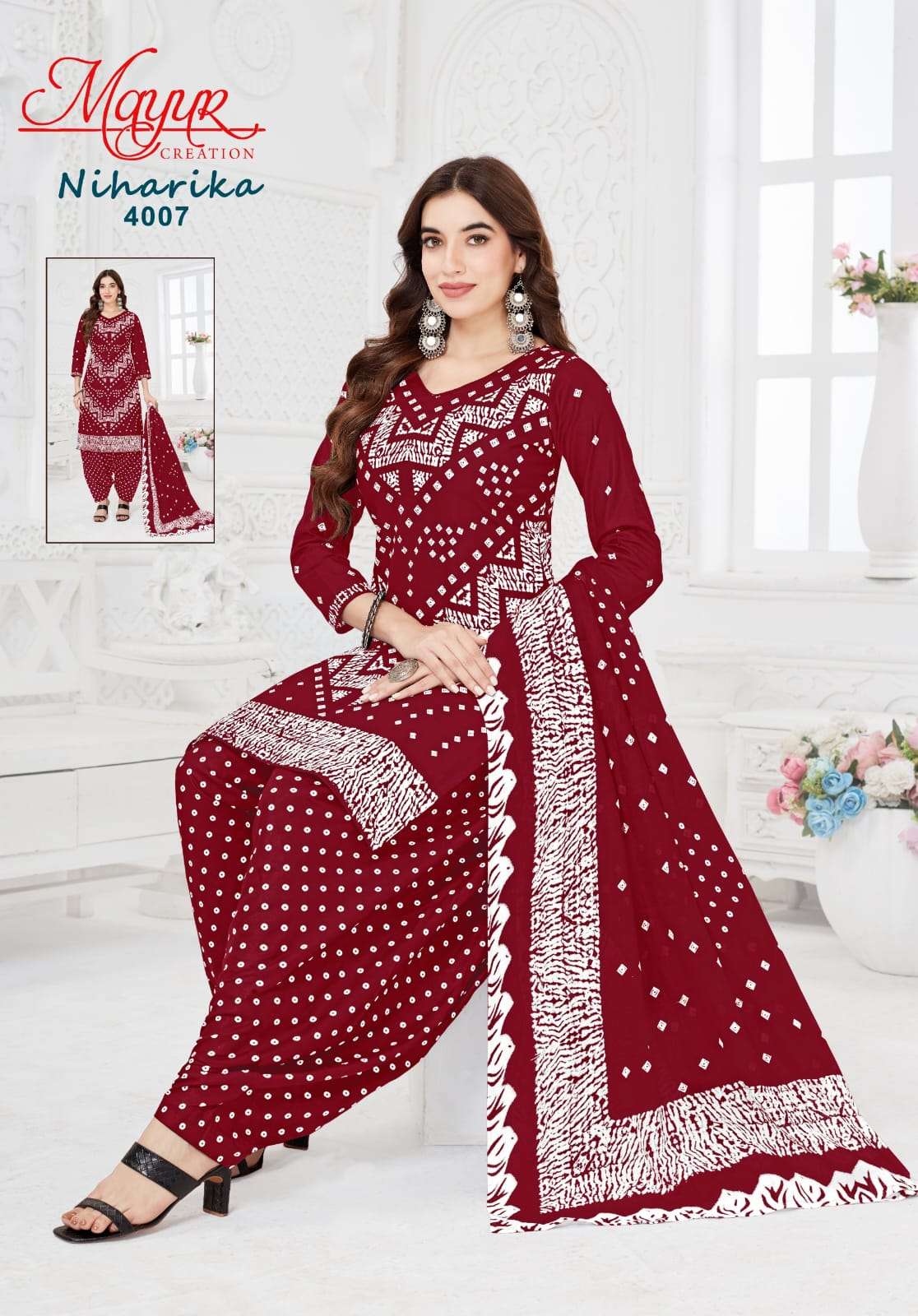 MAYUR CREATION NIHARIKA VOL 4 COTTON BANDHANI PRINT PATIYALA DRESS 