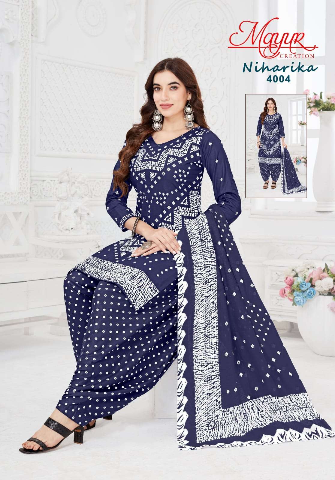MAYUR CREATION NIHARIKA VOL 4 COTTON BANDHANI PRINT PATIYALA DRESS 