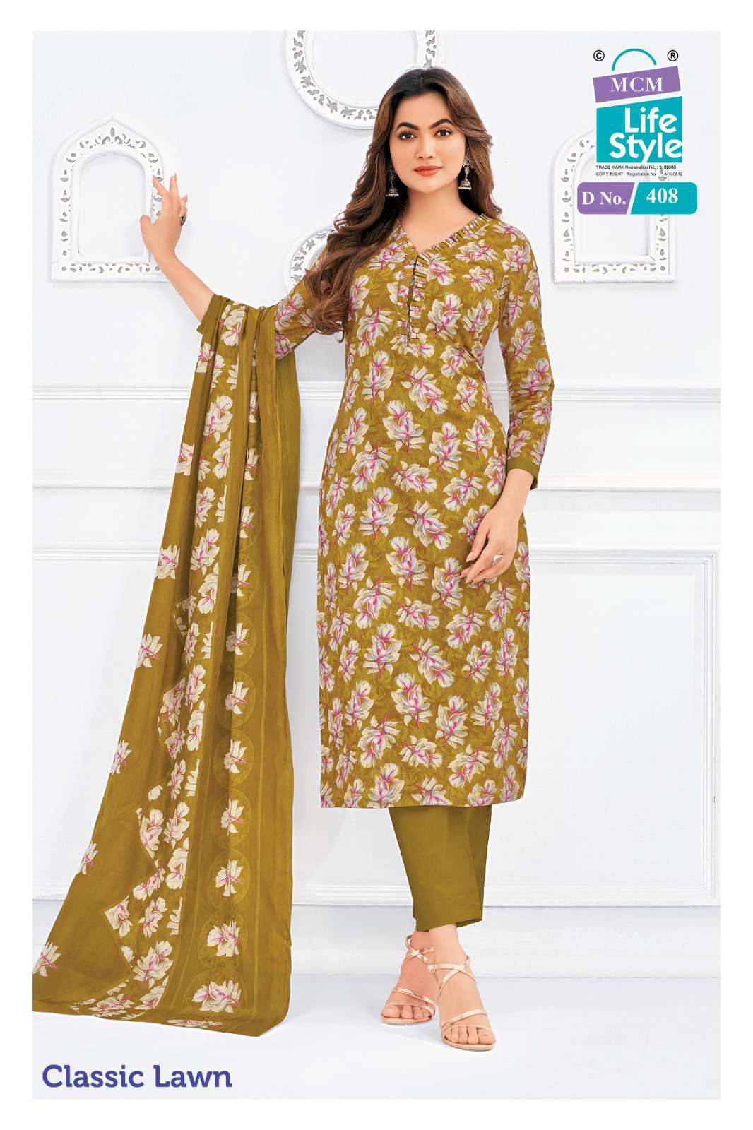 MCM LIFESTYLE CLASSIC LAWN VOL 4 LAWN COTTON PRINTED LADIES SUIT