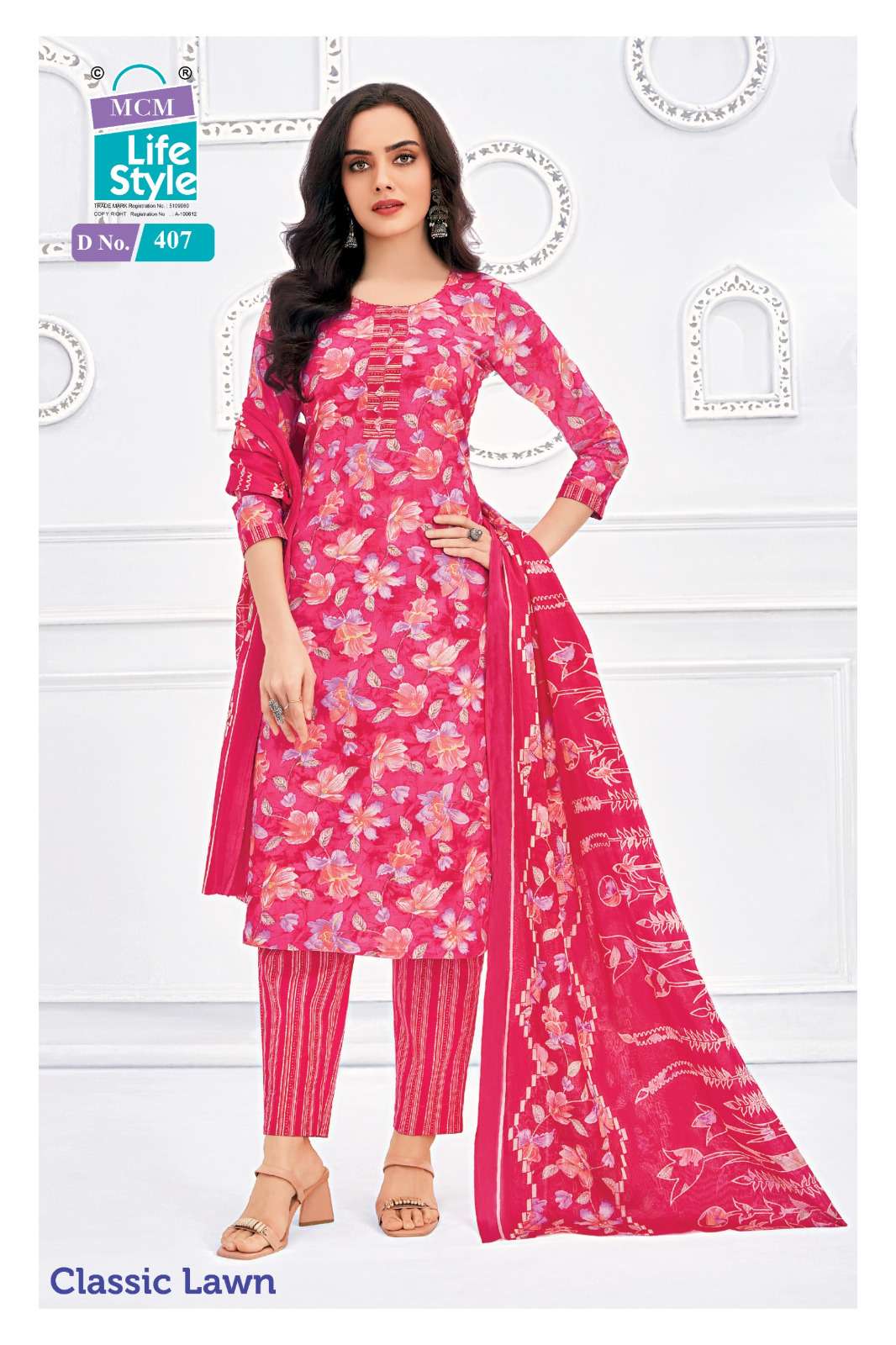 MCM LIFESTYLE CLASSIC LAWN VOL 4 LAWN COTTON PRINTED LADIES SUIT