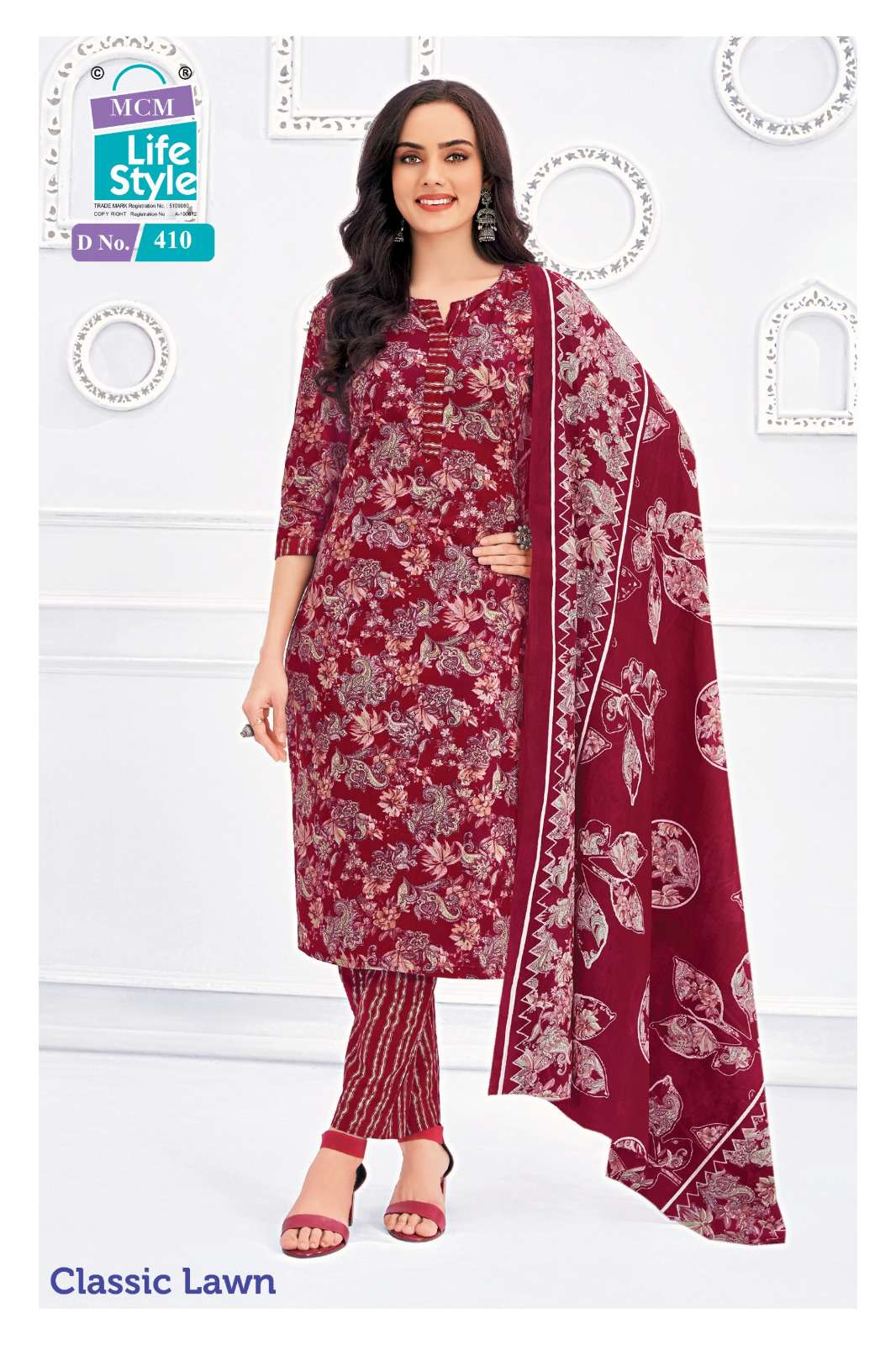 MCM LIFESTYLE CLASSIC LAWN VOL 4 LAWN COTTON PRINTED LADIES SUIT