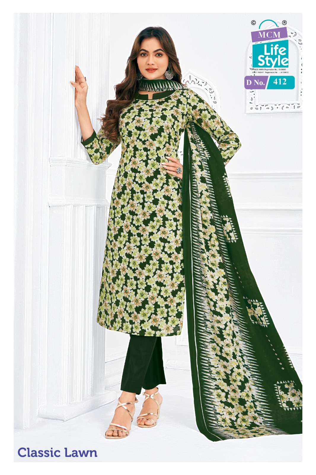 MCM LIFESTYLE CLASSIC LAWN VOL 4 LAWN COTTON PRINTED LADIES SUIT