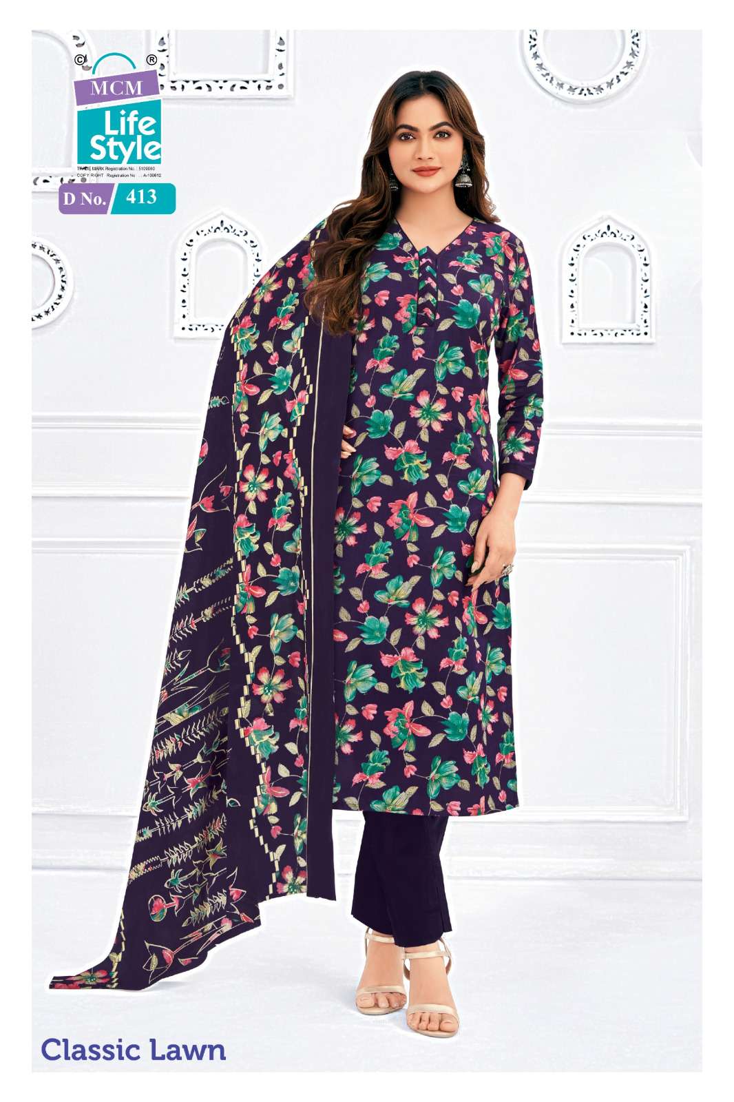 MCM LIFESTYLE CLASSIC LAWN VOL 4 LAWN COTTON PRINTED LADIES SUIT