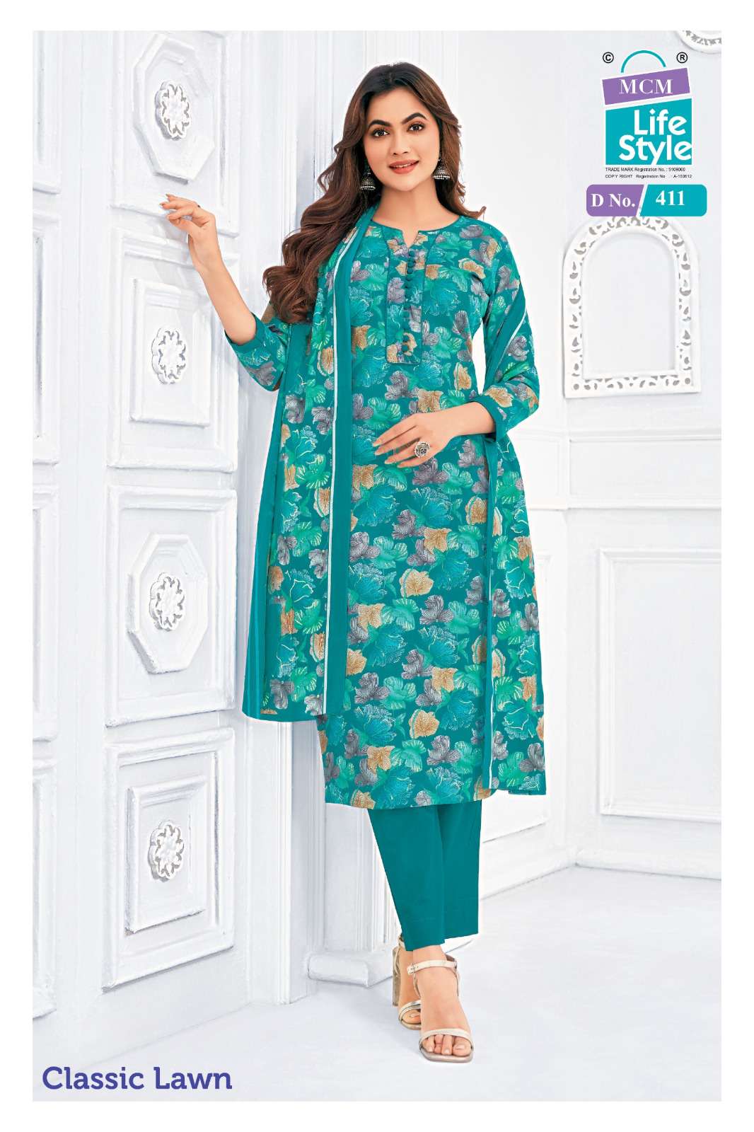 MCM LIFESTYLE CLASSIC LAWN VOL 4 LAWN COTTON PRINTED LADIES SUIT