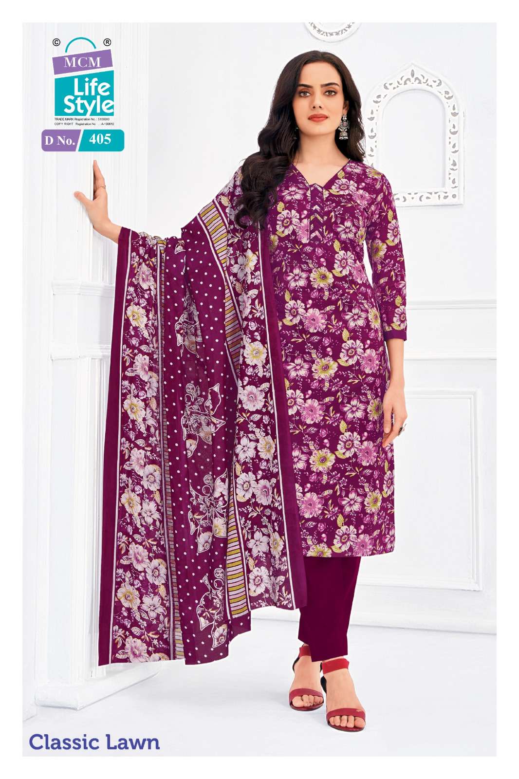 MCM LIFESTYLE CLASSIC LAWN VOL 4 LAWN COTTON PRINTED LADIES SUIT