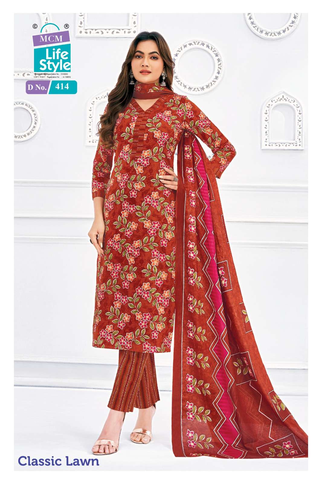 MCM LIFESTYLE CLASSIC LAWN VOL 4 LAWN COTTON PRINTED LADIES SUIT