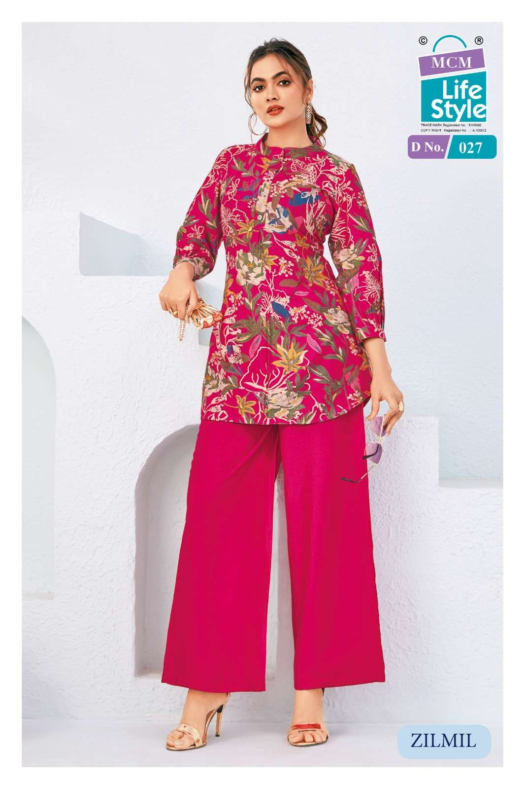 MCM LIFESTYLE ZILMIL VOL 2 FANCY WEAR LADIES TOP WITH PLAZZO PAIR 