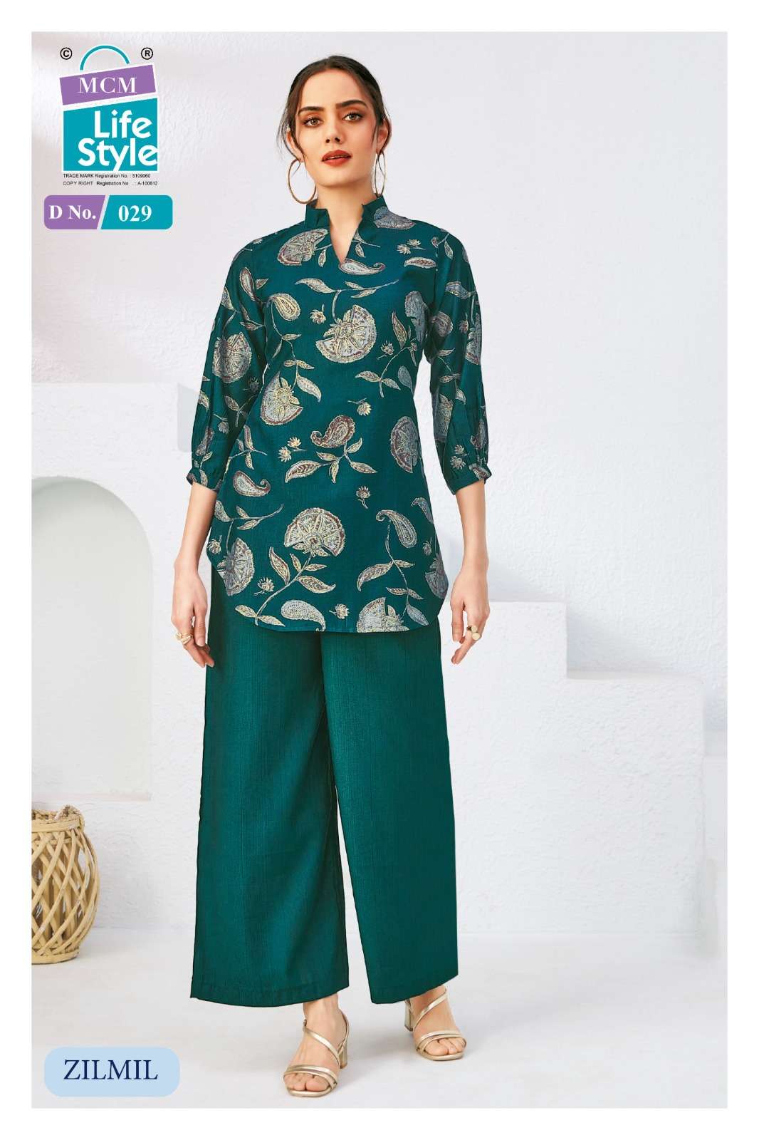 MCM LIFESTYLE ZILMIL VOL 2 FANCY WEAR LADIES TOP WITH PLAZZO PAIR 