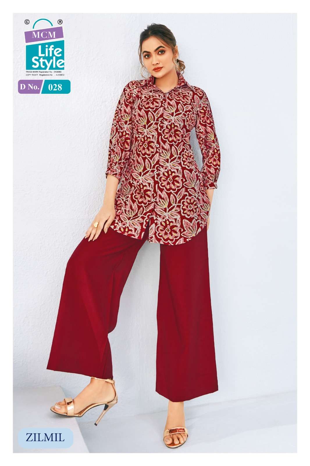 MCM LIFESTYLE ZILMIL VOL 2 FANCY WEAR LADIES TOP WITH PLAZZO PAIR 