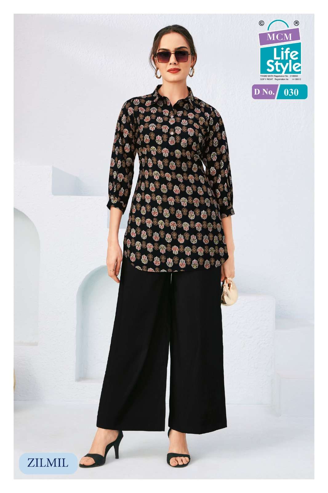 MCM LIFESTYLE ZILMIL VOL 2 FANCY WEAR LADIES TOP WITH PLAZZO PAIR 