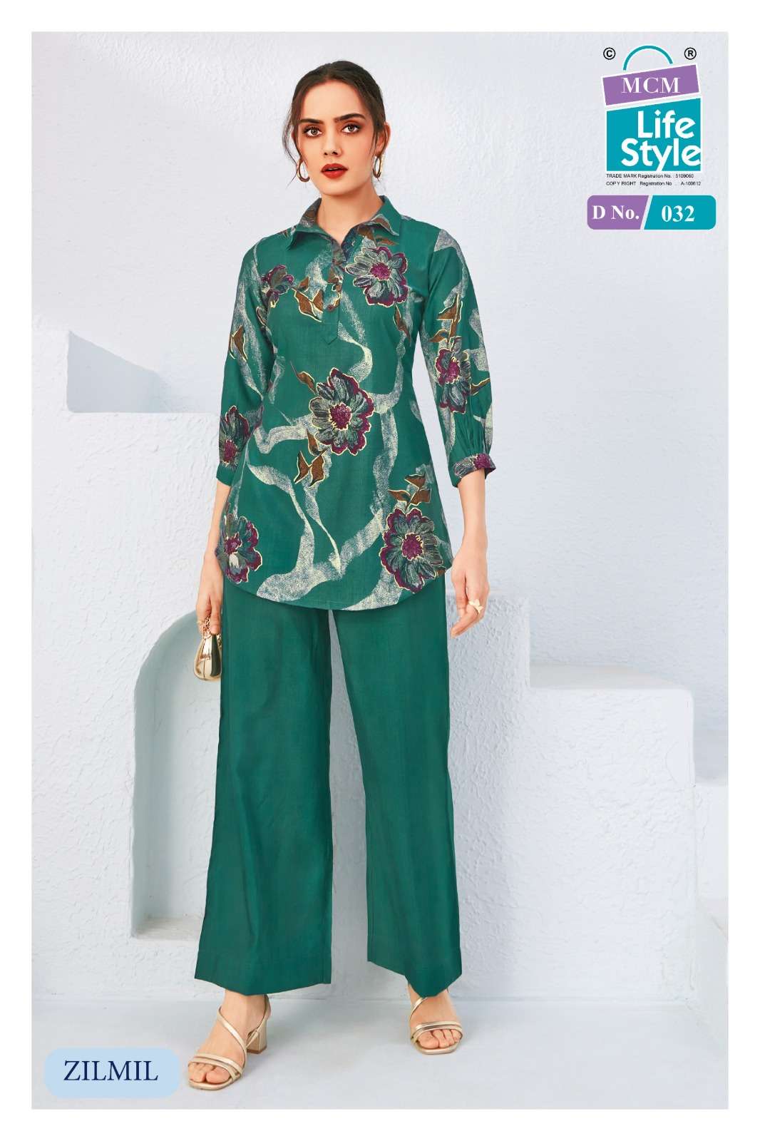 MCM LIFESTYLE ZILMIL VOL 2 FANCY WEAR LADIES TOP WITH PLAZZO PAIR 