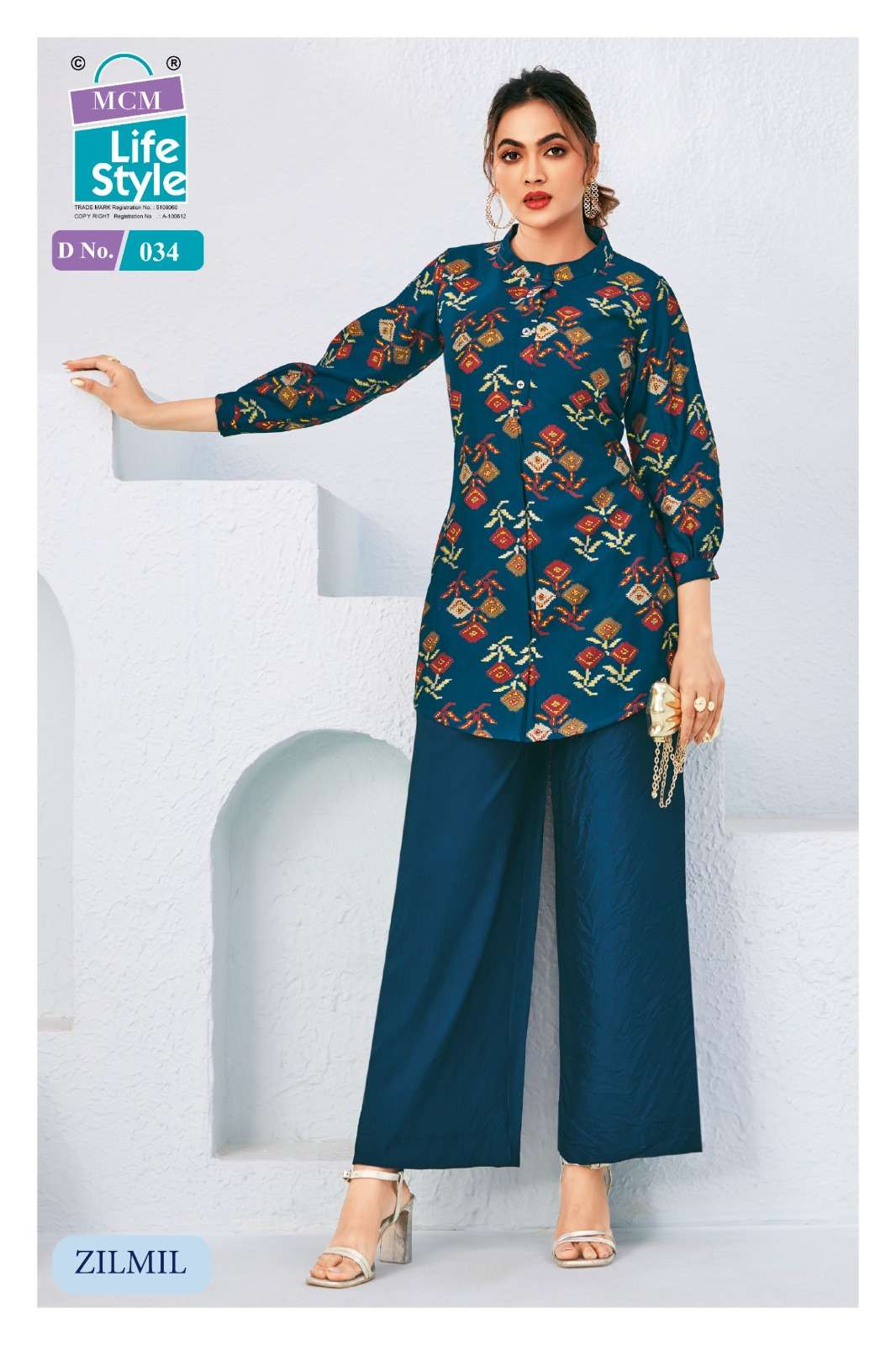 MCM LIFESTYLE ZILMIL VOL 2 FANCY WEAR LADIES TOP WITH PLAZZO PAIR 