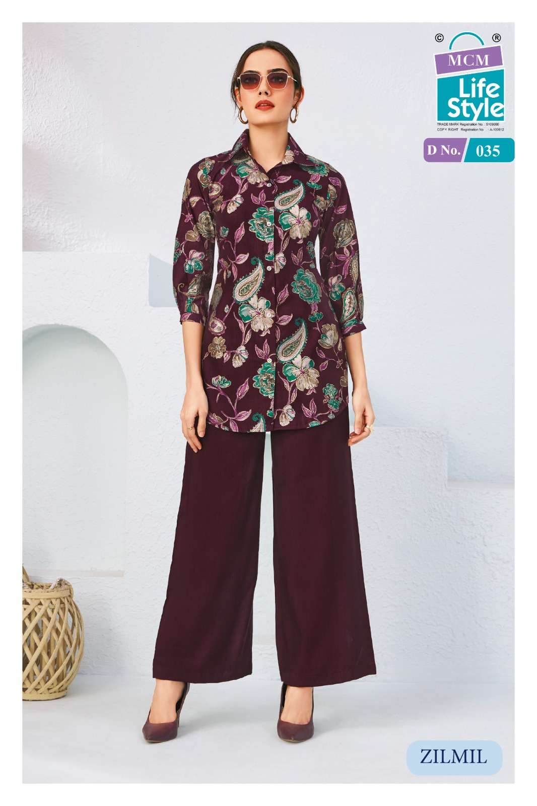 MCM LIFESTYLE ZILMIL VOL 2 FANCY WEAR LADIES TOP WITH PLAZZO PAIR 