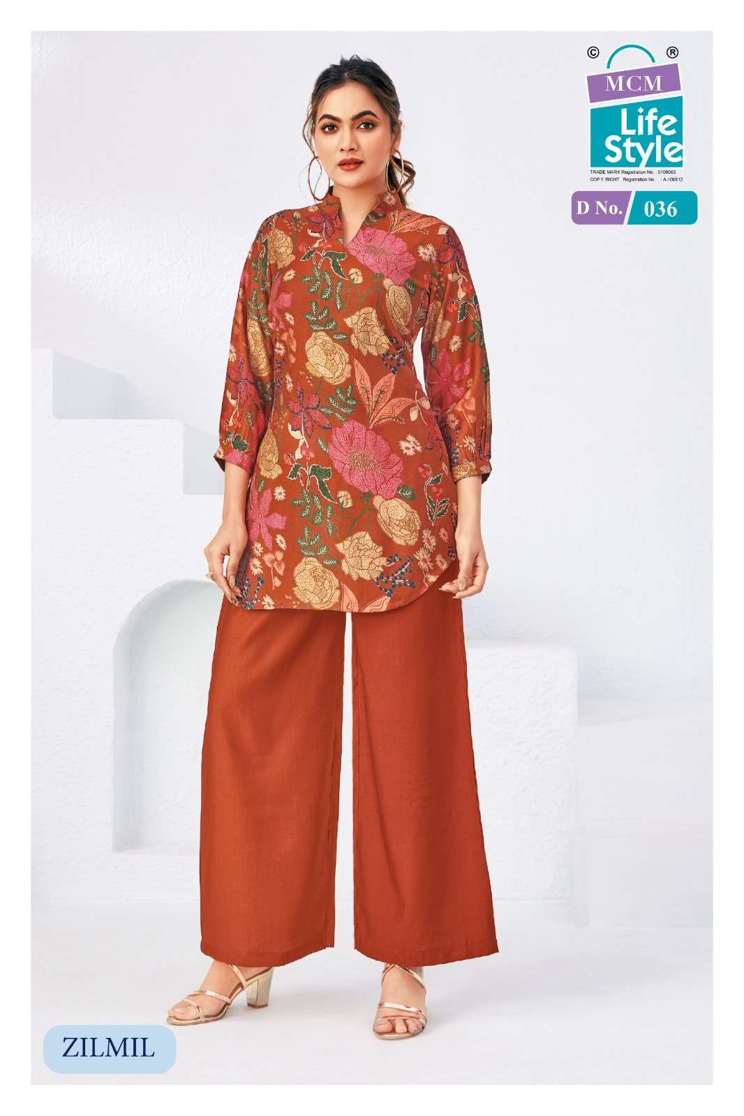 MCM LIFESTYLE ZILMIL VOL 2 FANCY WEAR LADIES TOP WITH PLAZZO PAIR 