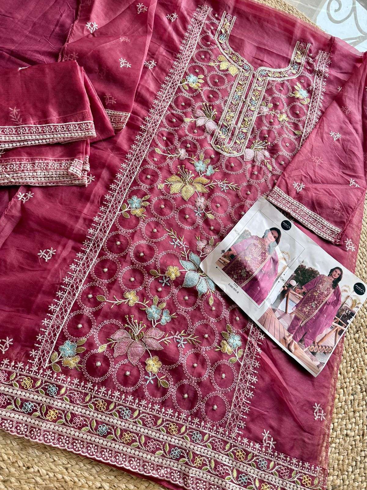 MEHBOOB  TEX D NO 1511 ORGANZA EMBROIDERY DESIGNER PAKISTANI SUIT