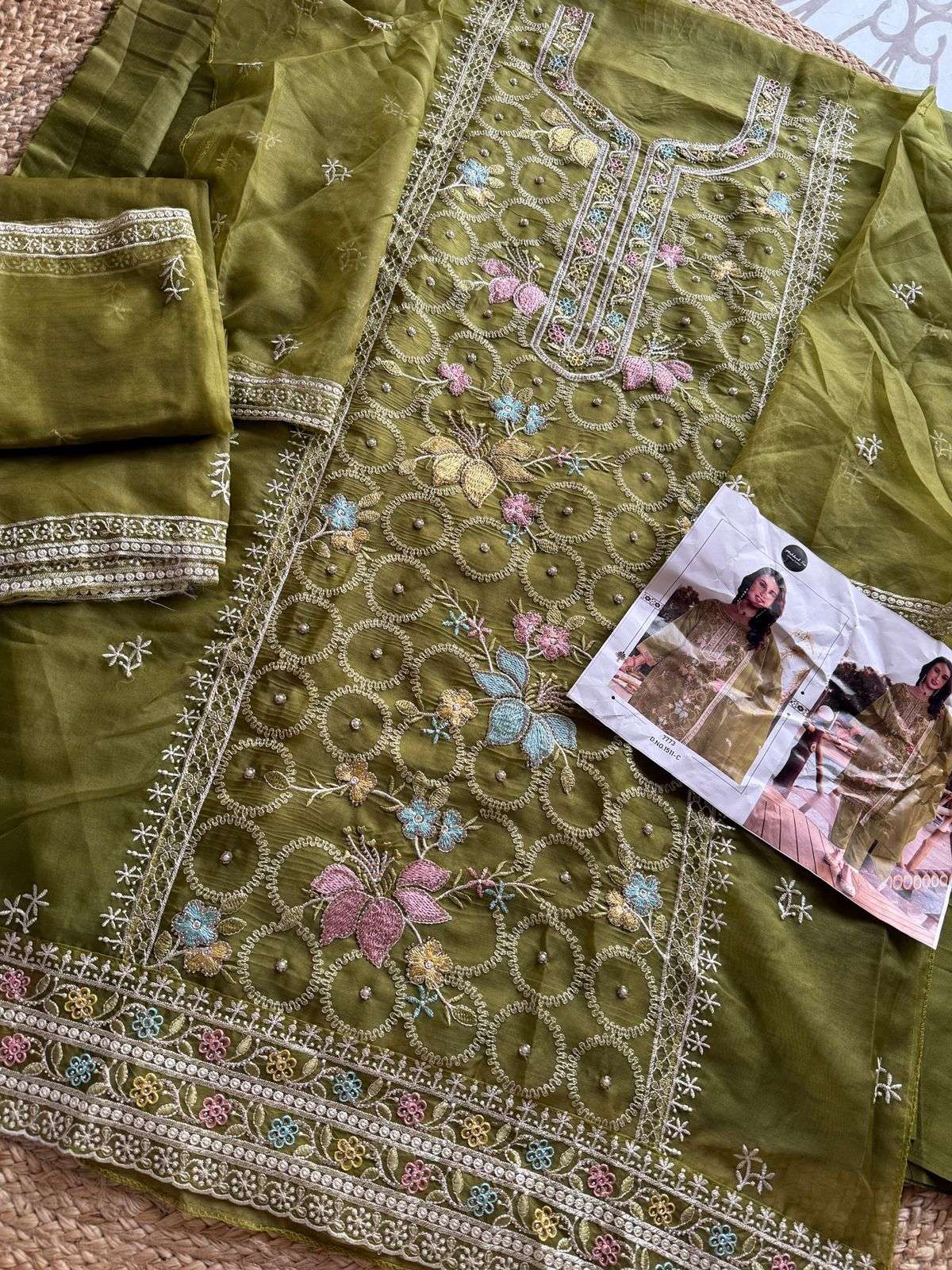 MEHBOOB  TEX D NO 1511 ORGANZA EMBROIDERY DESIGNER PAKISTANI SUIT