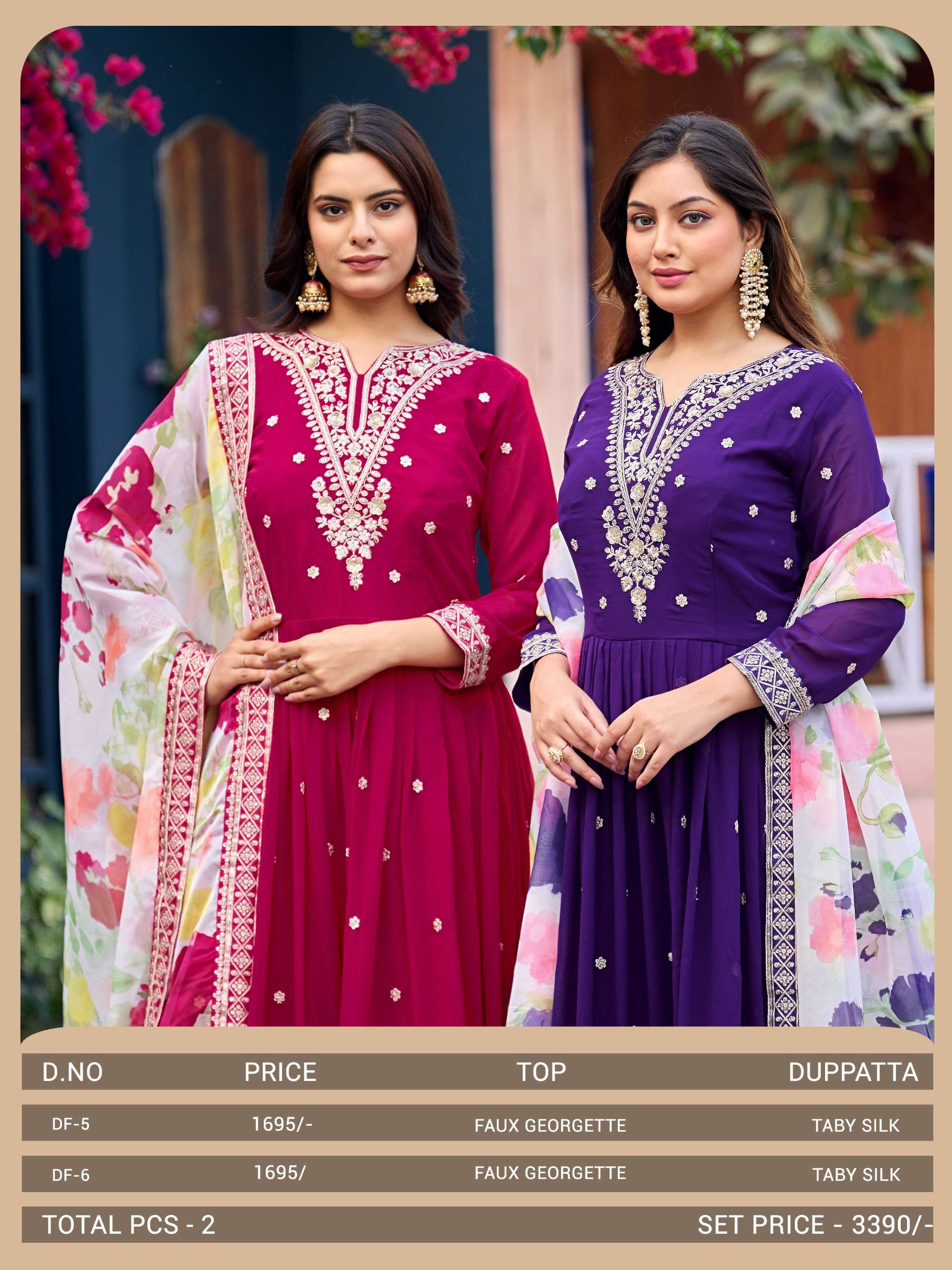 MF DF 5 & 6 GEORGETTE DESIGNER PARTY WEAR GOWN WITH DUPATTA SET 