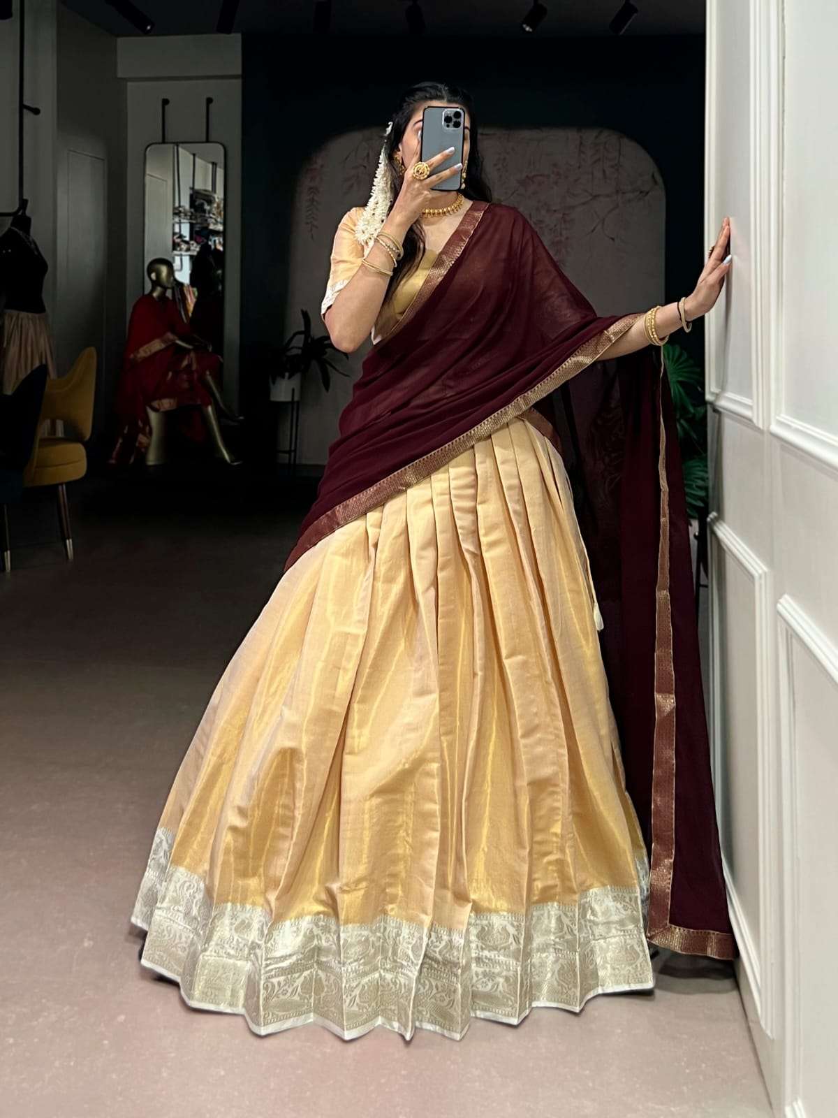 MF SUVARNA KANCHIPURAM SILK DESIGNER LEHENGA CHOLI 