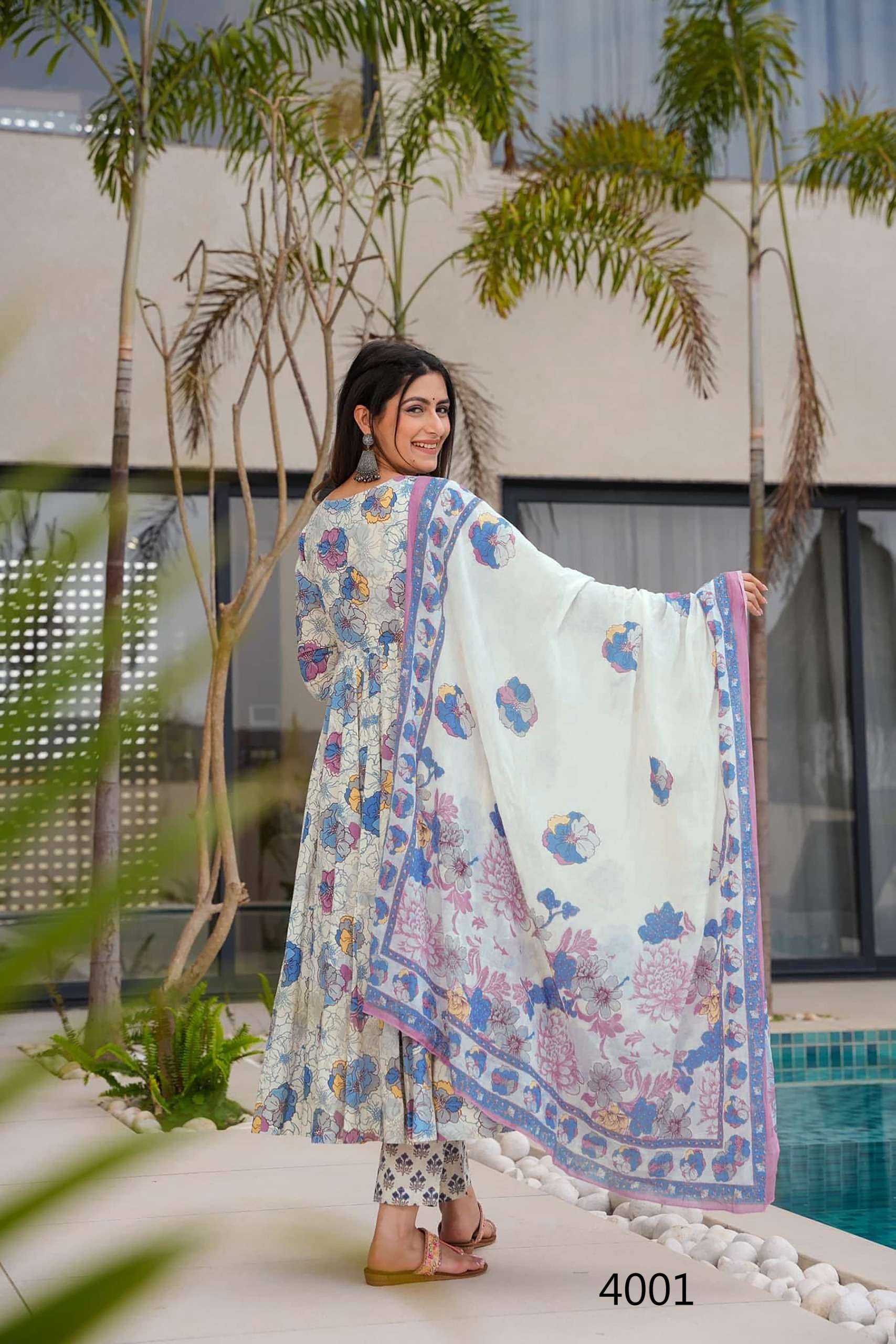 MF VYOMA VOL 4 MUSLIN DIGITAL PRINTED FANCY ANARKALI KURTI  WITH BOTTOM AND DUPATTA 