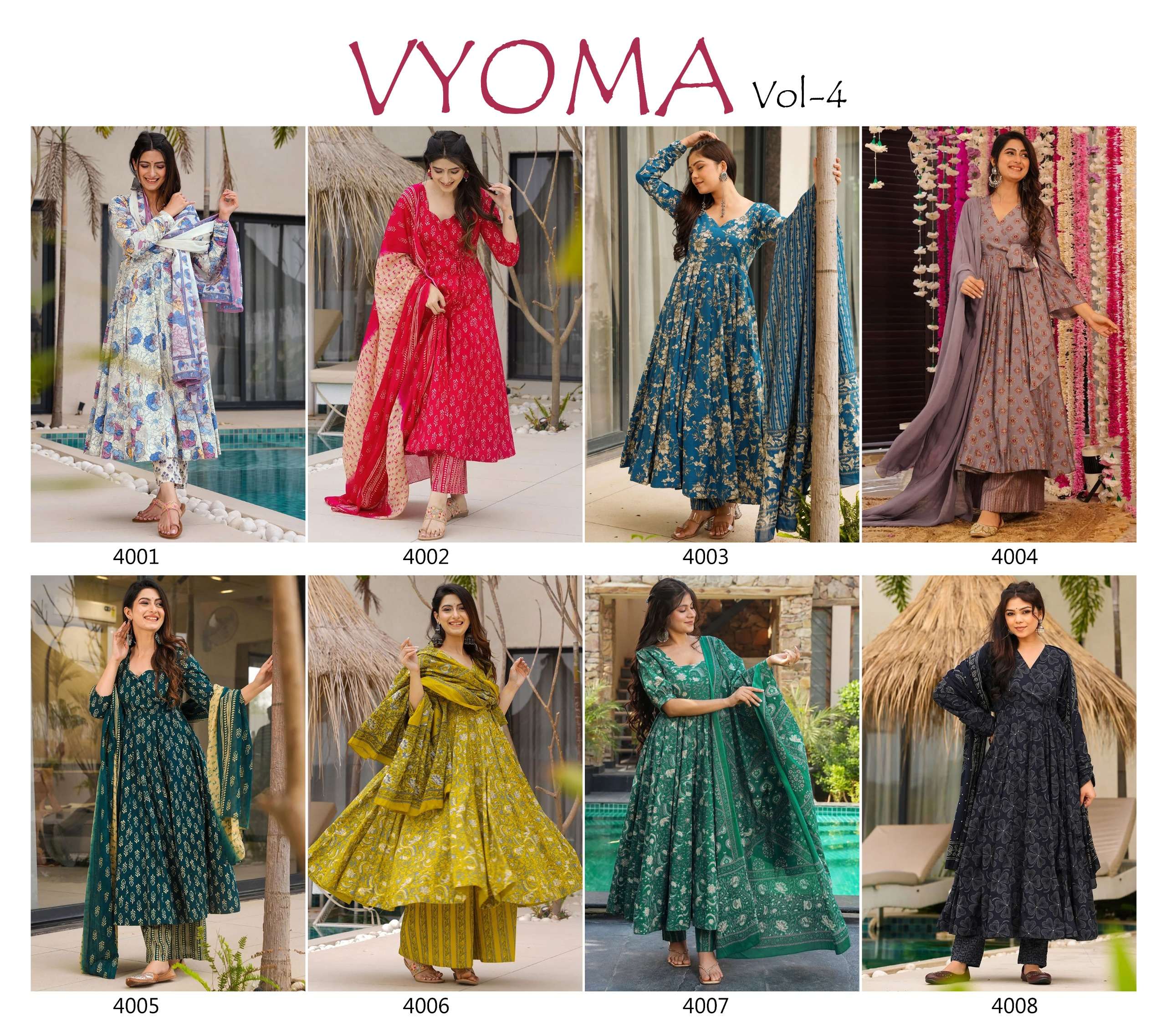 MF VYOMA VOL 4 MUSLIN DIGITAL PRINTED FANCY ANARKALI KURTI  WITH BOTTOM AND DUPATTA 