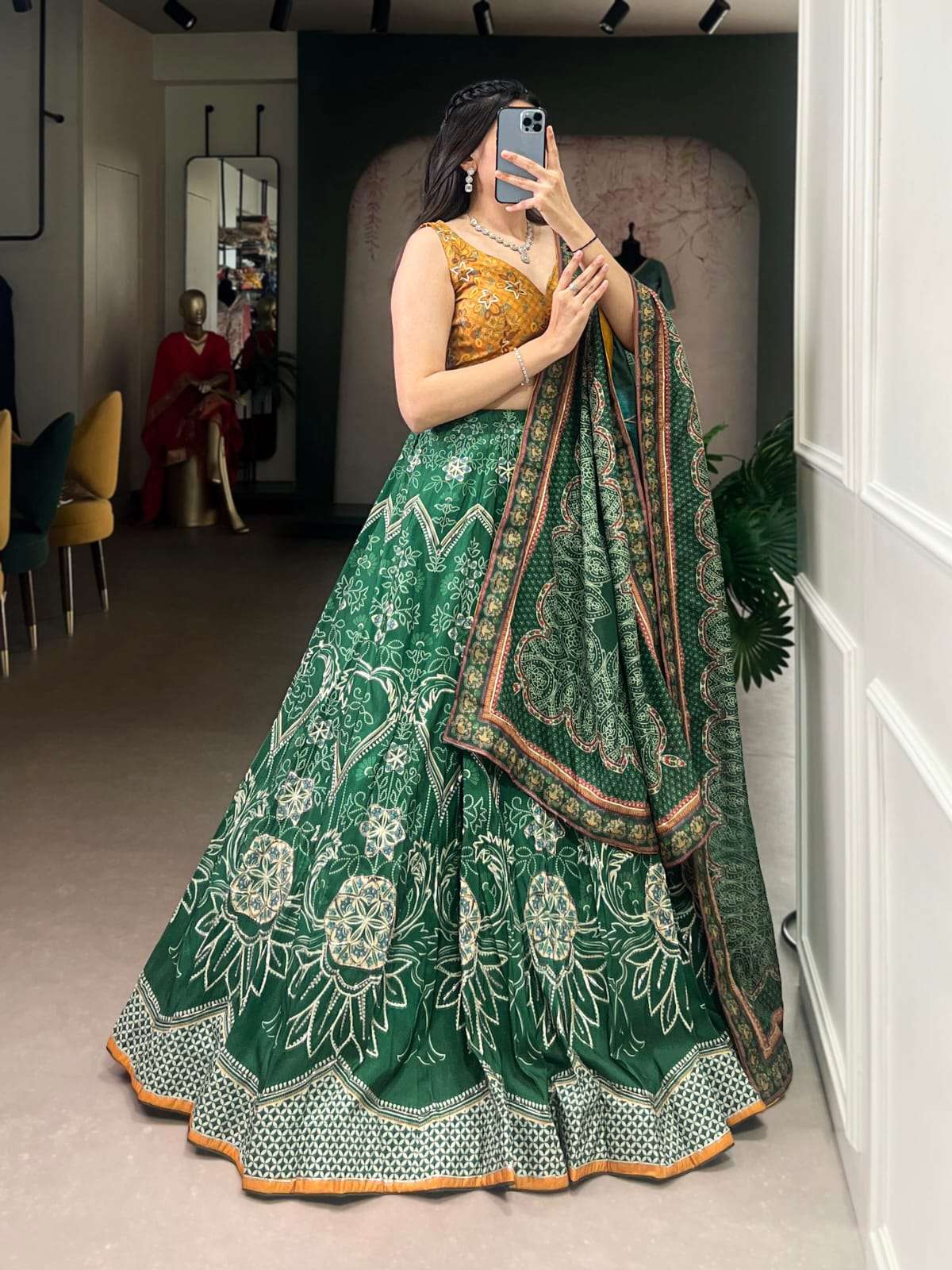 MF ZYANA SILK PRINTED WITH DESIGNER WORK FESTIVE WEAR LEHENGA CHOLI 