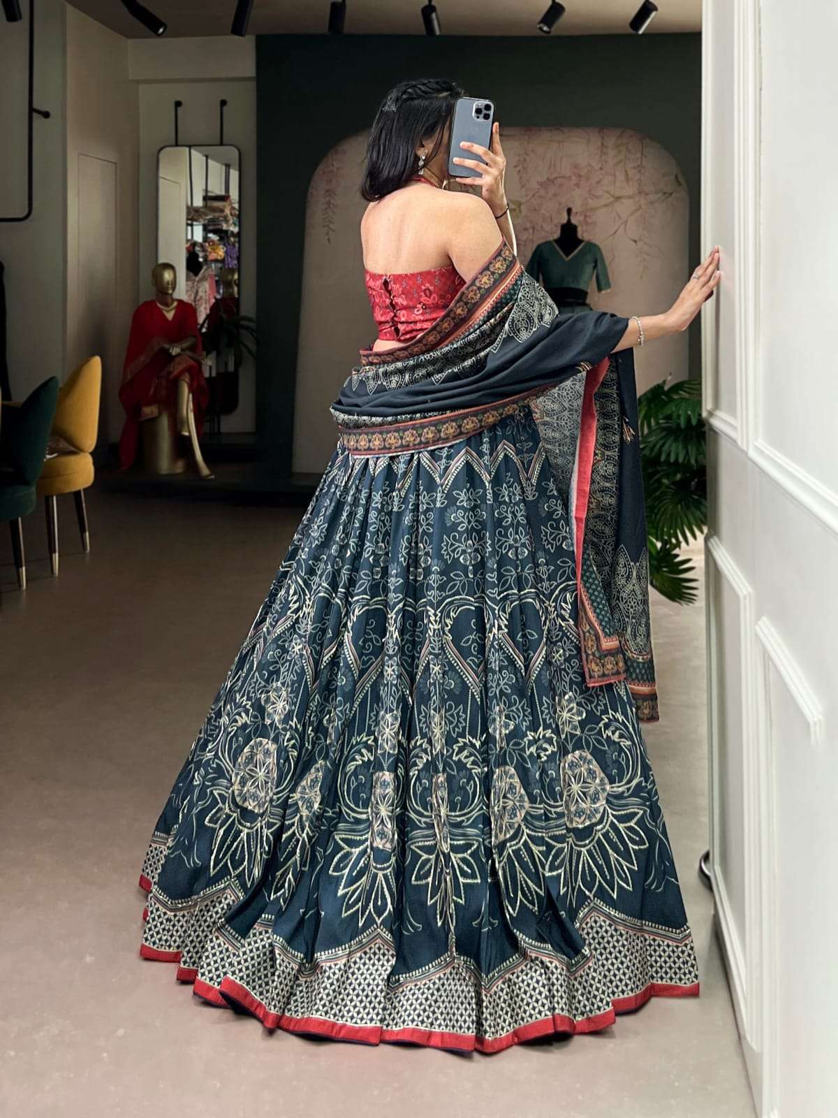 MF ZYANA SILK PRINTED WITH DESIGNER WORK FESTIVE WEAR LEHENGA CHOLI 
