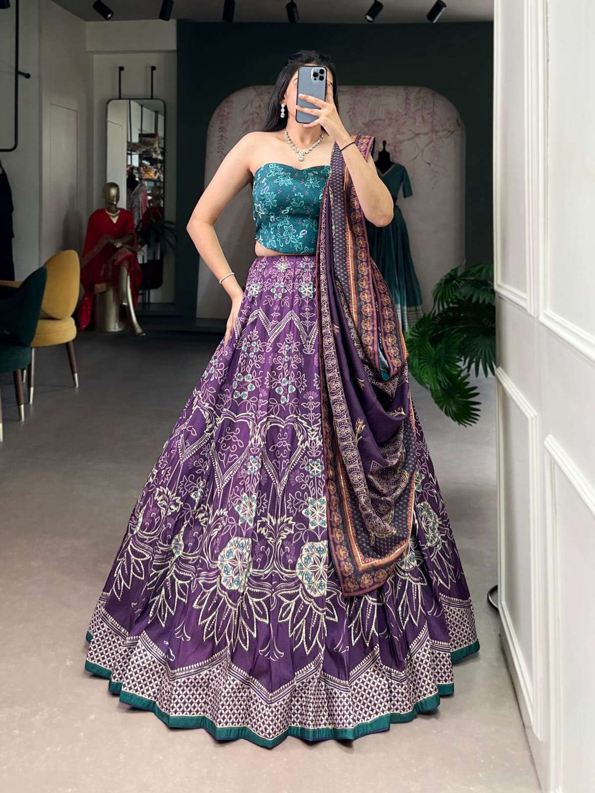 MF ZYANA SILK PRINTED WITH DESIGNER WORK FESTIVE WEAR LEHENGA CHOLI 