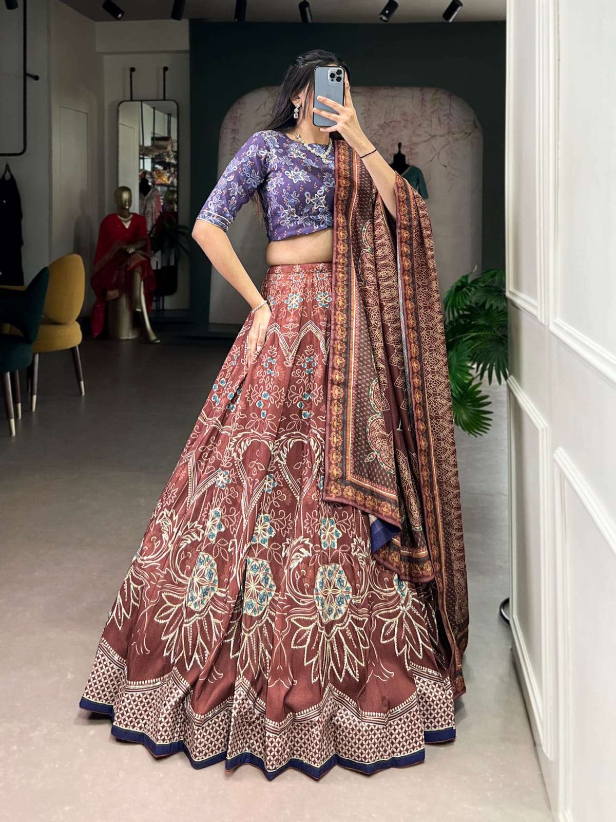 MF ZYANA SILK PRINTED WITH DESIGNER WORK FESTIVE WEAR LEHENGA CHOLI 