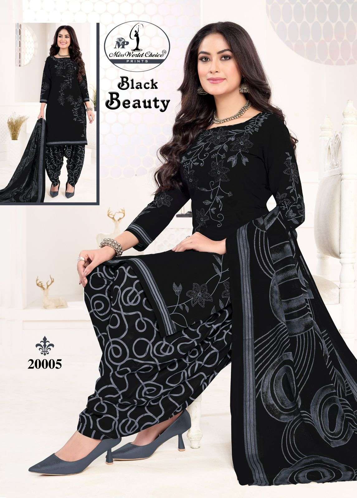 MISS WORLD CHOICE BLACK BEAUTY VOL 2 COTTON BANDHANI PRINT PATIYALA DRESS 