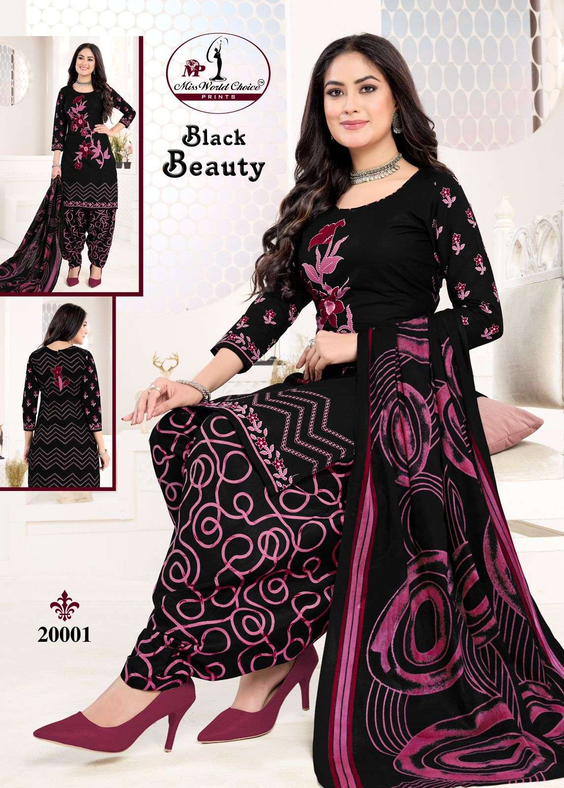 MISS WORLD CHOICE BLACK BEAUTY VOL 2 COTTON BANDHANI PRINT PATIYALA DRESS 