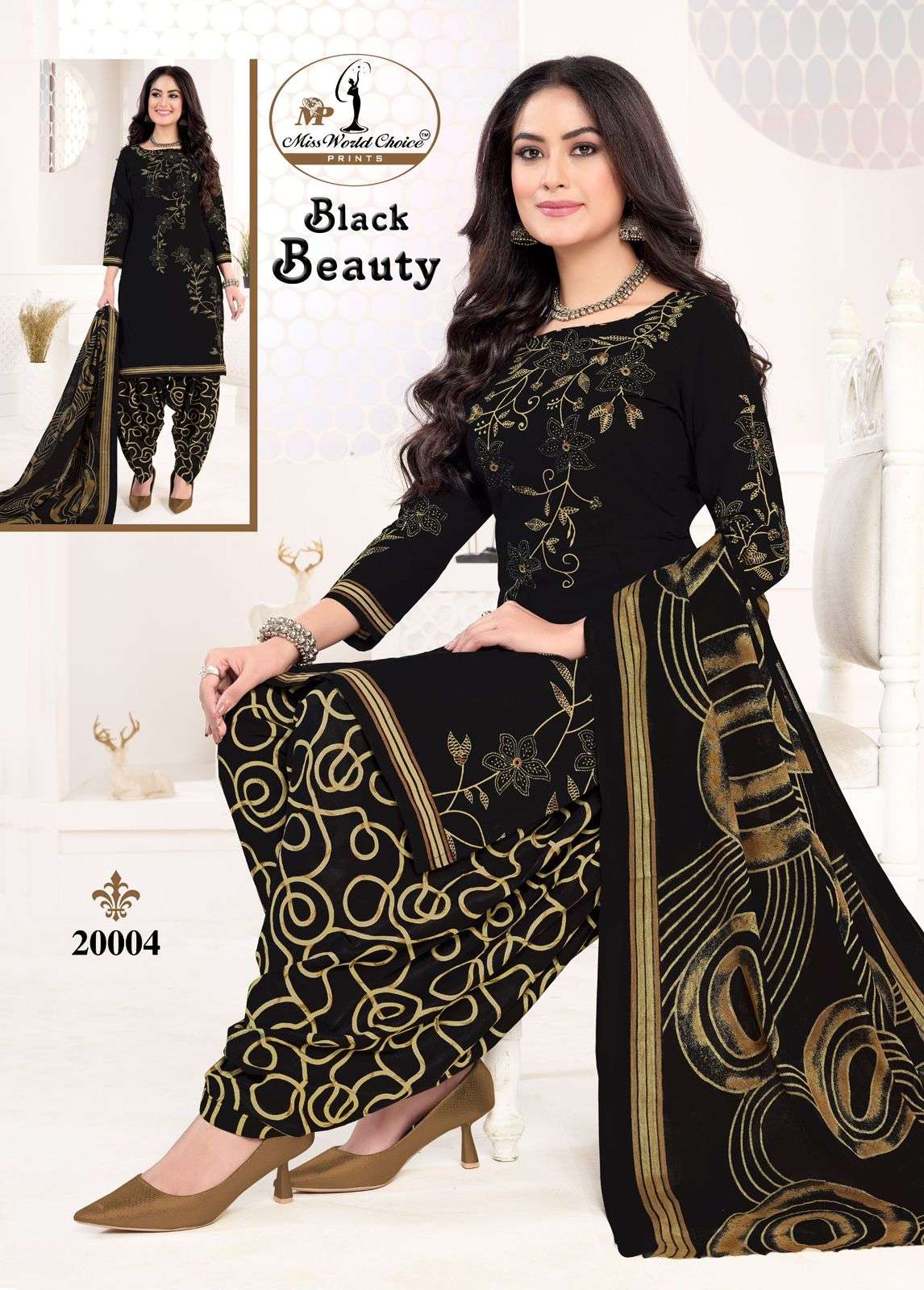 MISS WORLD CHOICE BLACK BEAUTY VOL 2 COTTON BANDHANI PRINT PATIYALA DRESS 