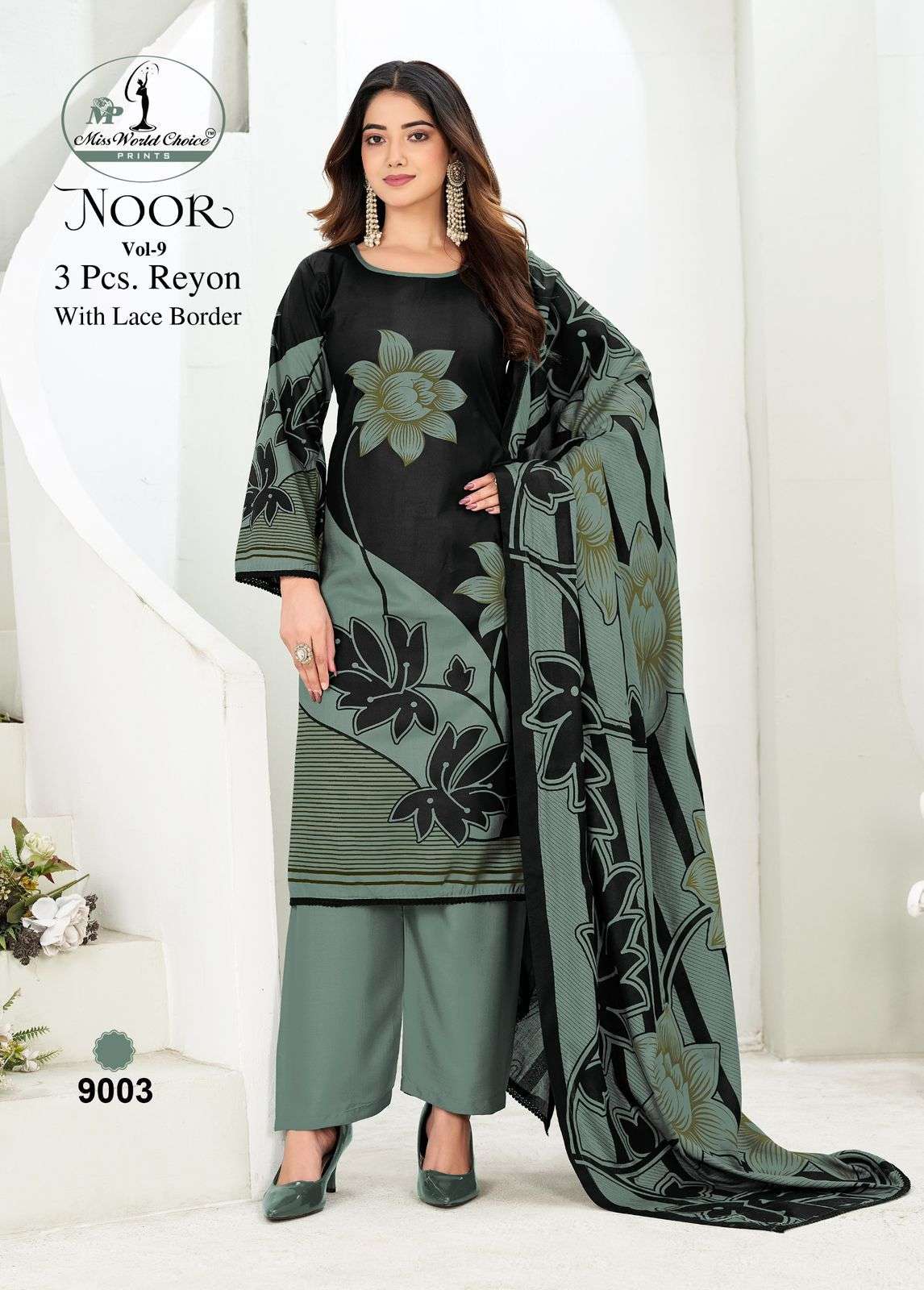 MISS WORLD CHOICE NOOR VOL 9 RAYON FANCY WORKS LADIES SALWAR SUIT