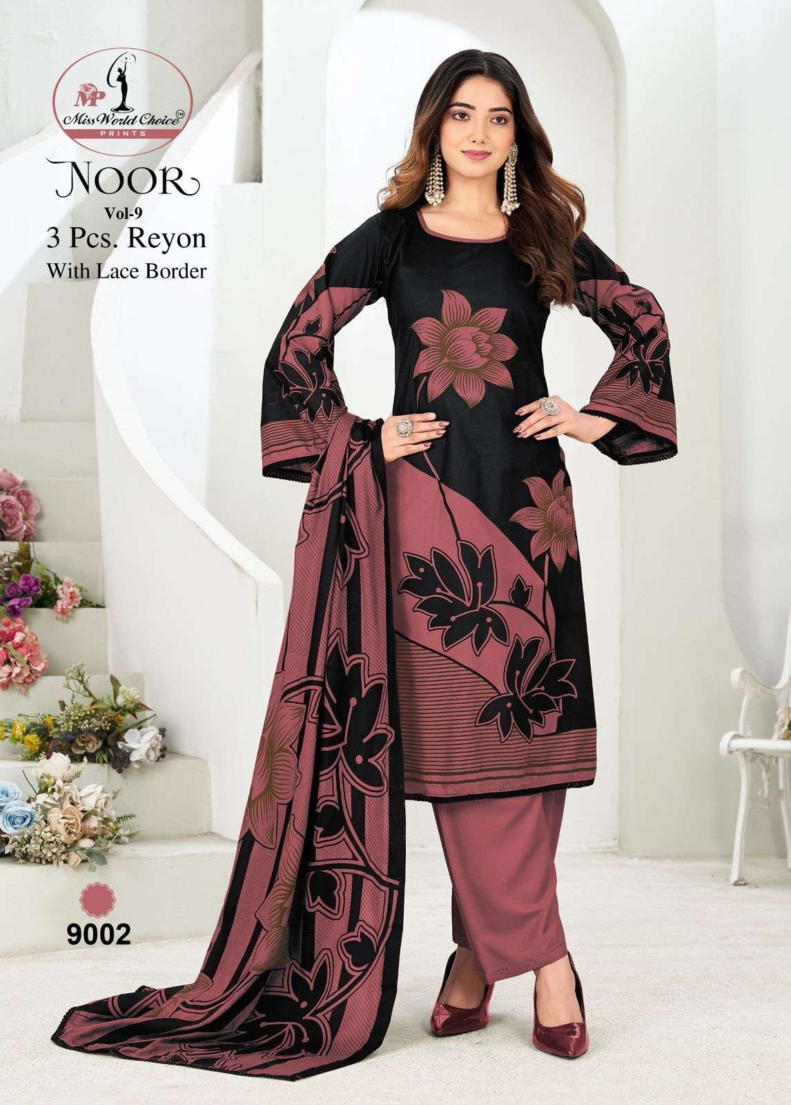 MISS WORLD CHOICE NOOR VOL 9 RAYON FANCY WORKS LADIES SALWAR SUIT
