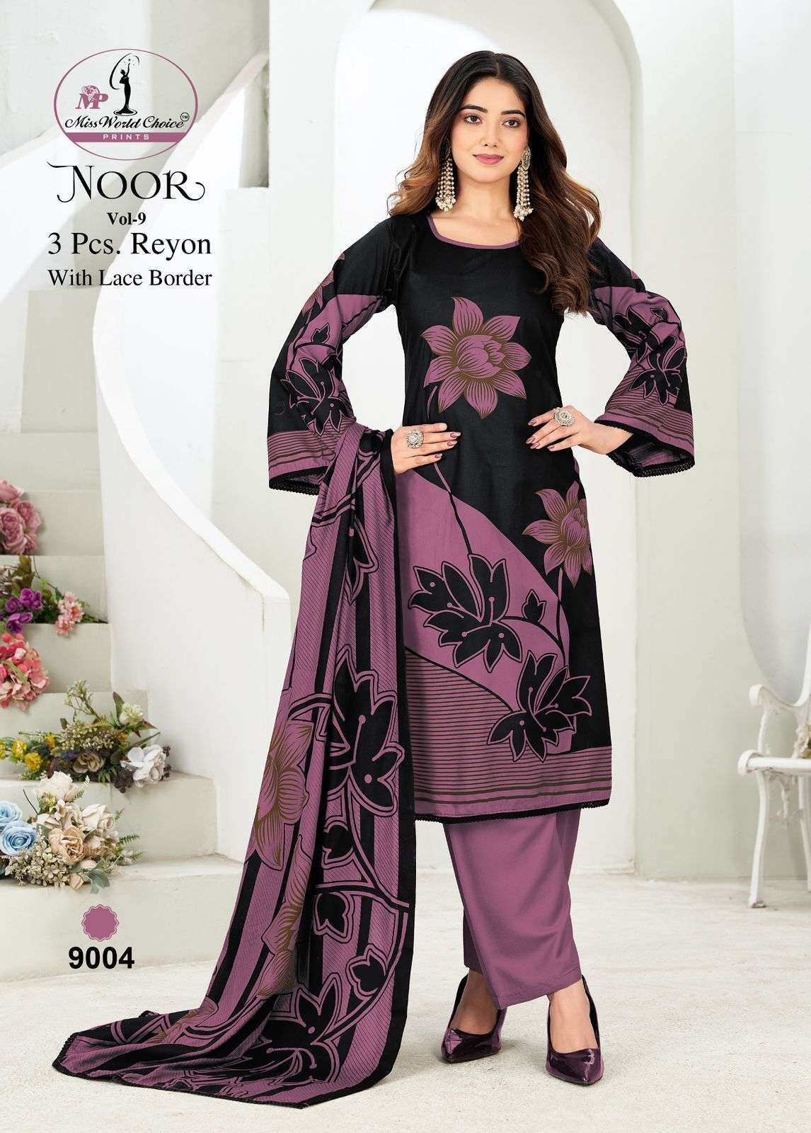 MISS WORLD CHOICE NOOR VOL 9 RAYON FANCY WORKS LADIES SALWAR SUIT
