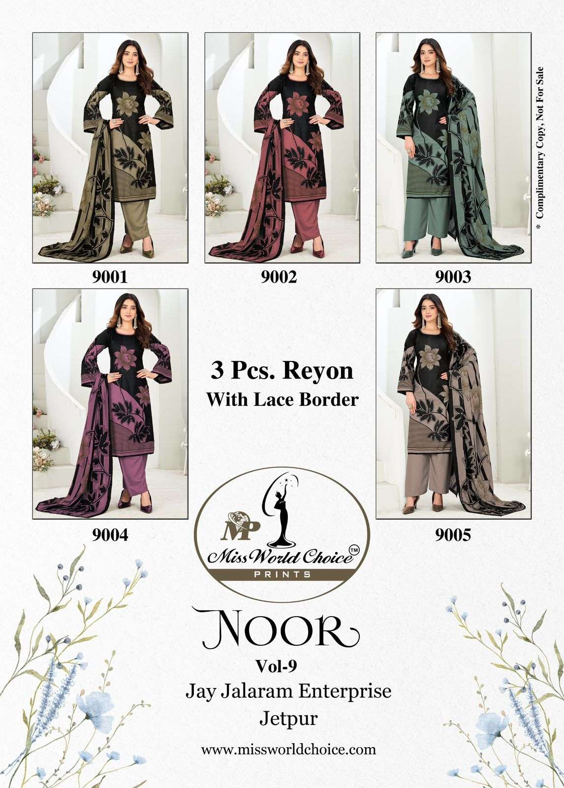 MISS WORLD CHOICE NOOR VOL 9 RAYON FANCY WORKS LADIES SALWAR SUIT