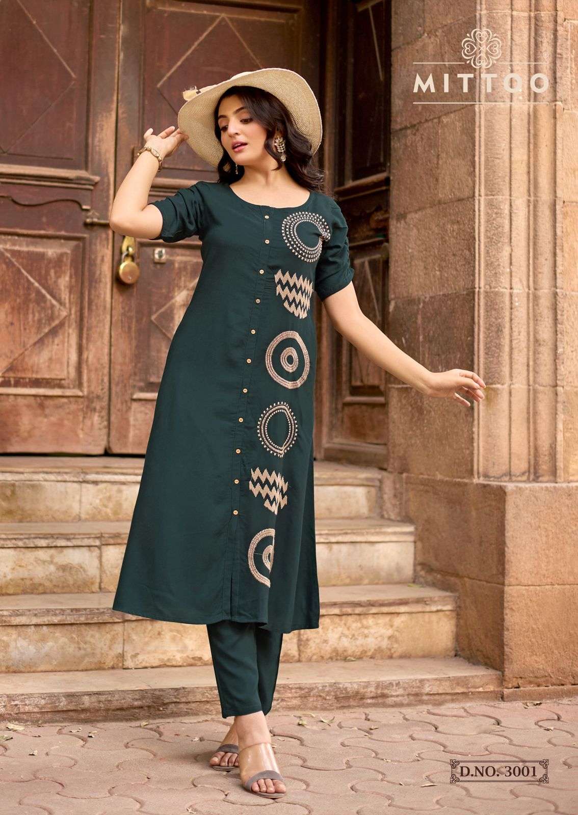 MITTOO BAAWRI RAYON FANCY WORKS LADIES KURTI WITH BOTTOM PAIR 